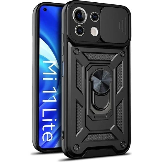 Nettech Xiaomi Mi 11 Lite Uyumlu Kızaklı Panzer Seri Arka Koruma Kılıf NT-86255