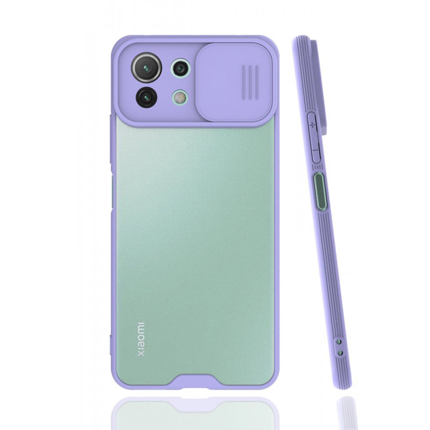 Nettech Xiaomi Mi 11 Lite Uyumlu Platin Kamera Kızaklı Arka Koruma Kılıf NT-86853