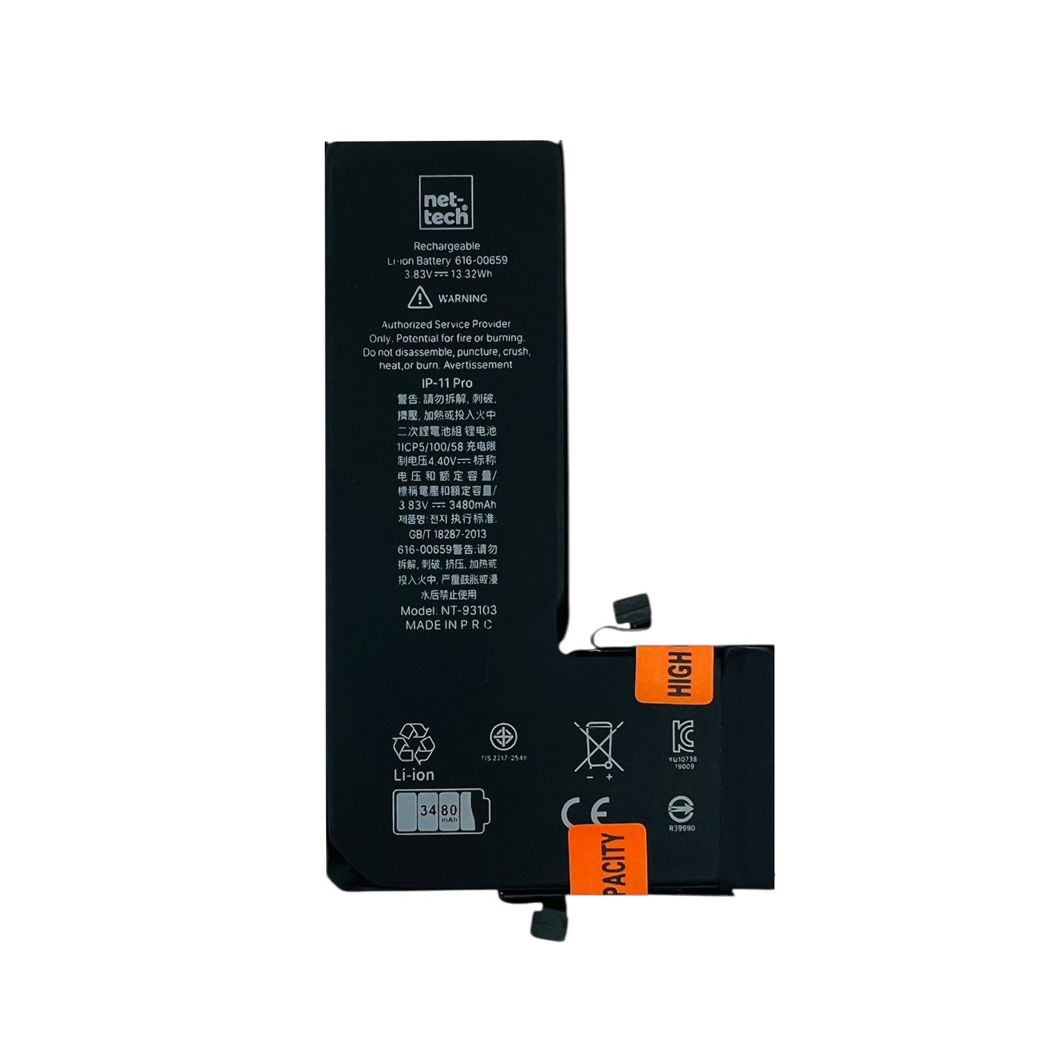 Teknonet Apple iPhone 11 Pro Uyumlu Nettech NT-93103 3500 MAh Batarya NT-93103