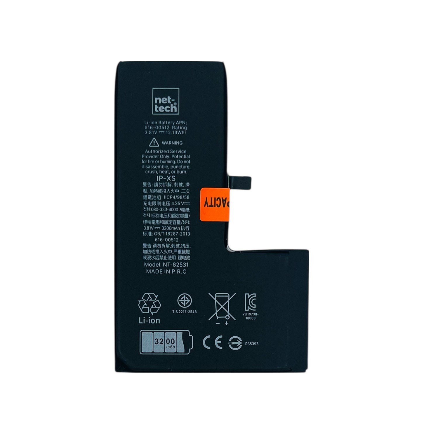Teknonet Apple iPhone XS Uyumlu Nettech NT-2010 2960 mAh Batarya NT-82531