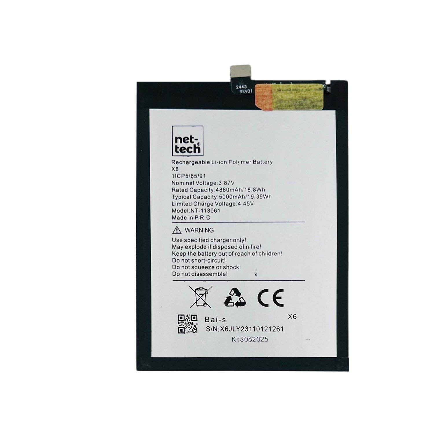 Teknonet Omix X6 Uyumlu Nettech 5000 MAh Batarya NT-113061