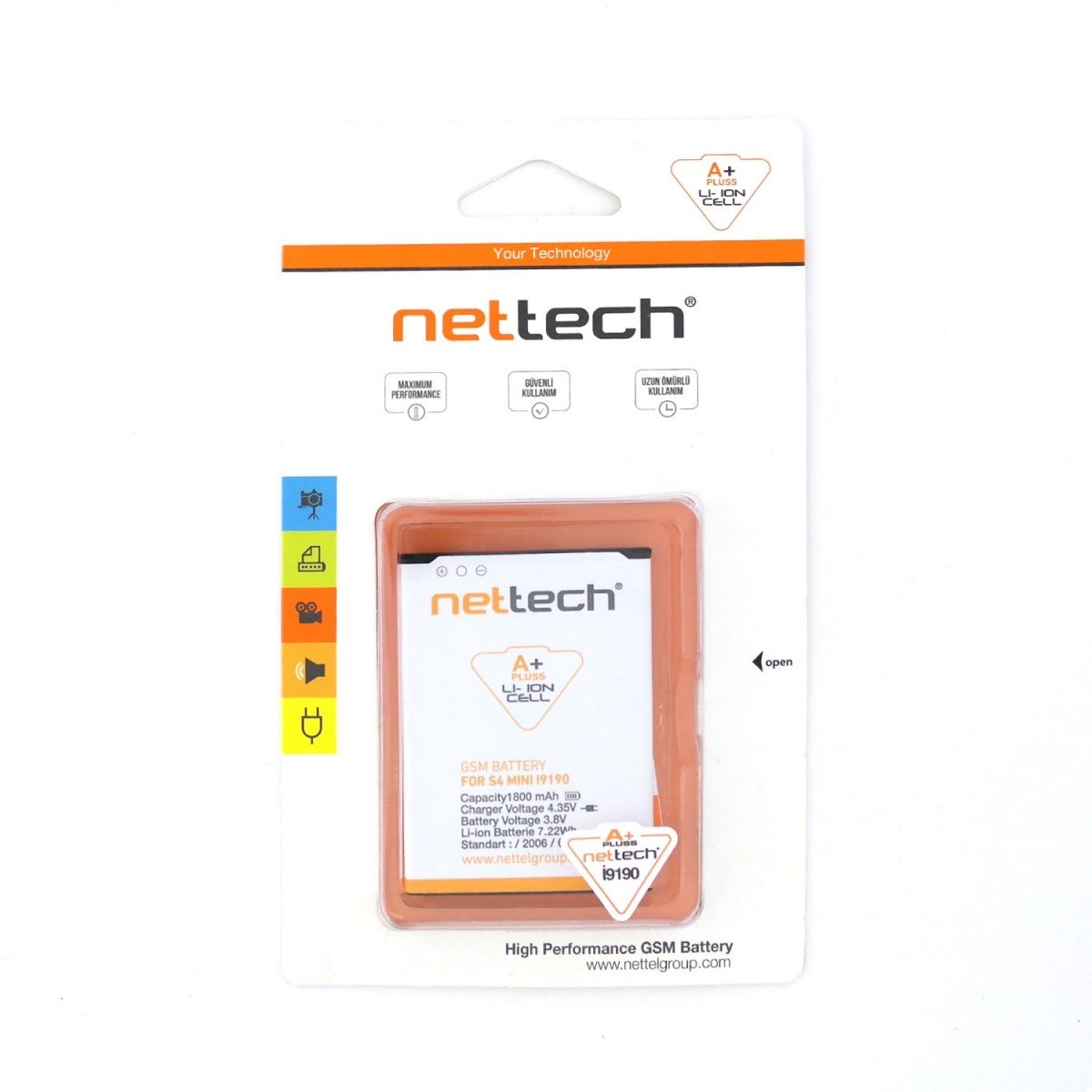 Teknonet Samsung Galaxy i9190 S4 Mini Uyumlu Nettech NT-2479 1800 MAh Batarya NT-2479