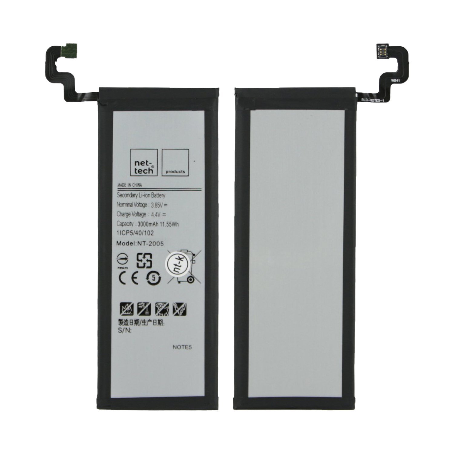 Teknonet Samsung Galaxy N920 Note 5 Uyumlu Nettech 3000 MAh Batarya NT-32429