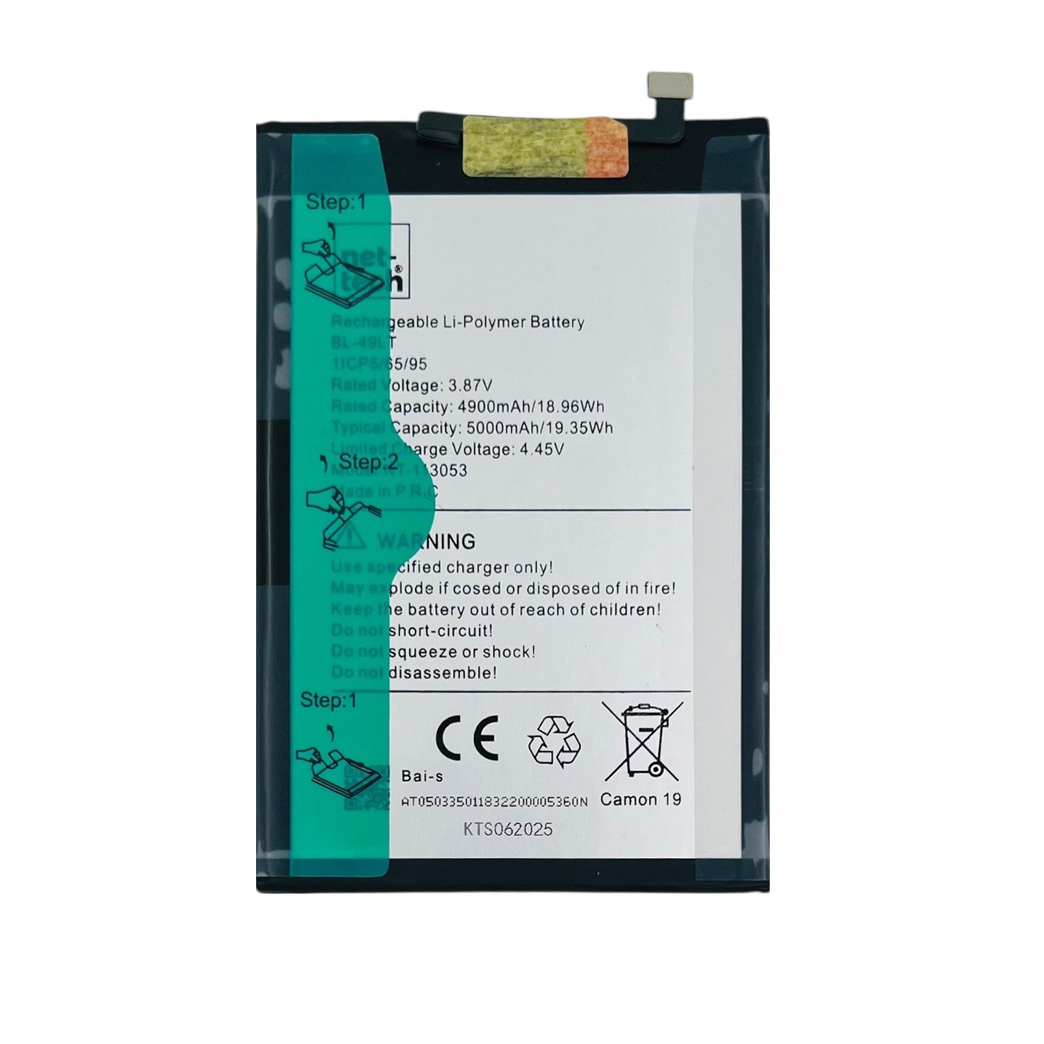 Teknonet Tecno Camon 19 Uyumlu Nettech BL-49LT 5000 MAh Batarya NT-113053