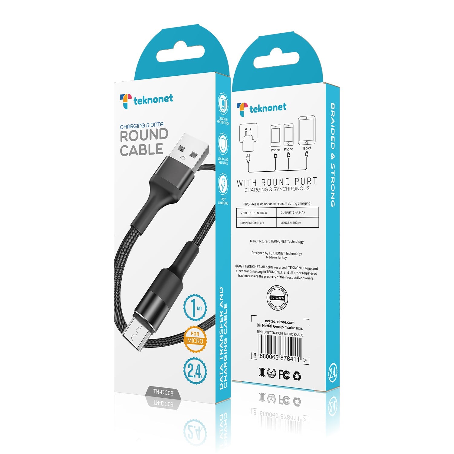 Teknonet TN-DC08 İp Örgü 100 Cm Type-C To Lightning Şarj ve Data Kablosu NT-92574