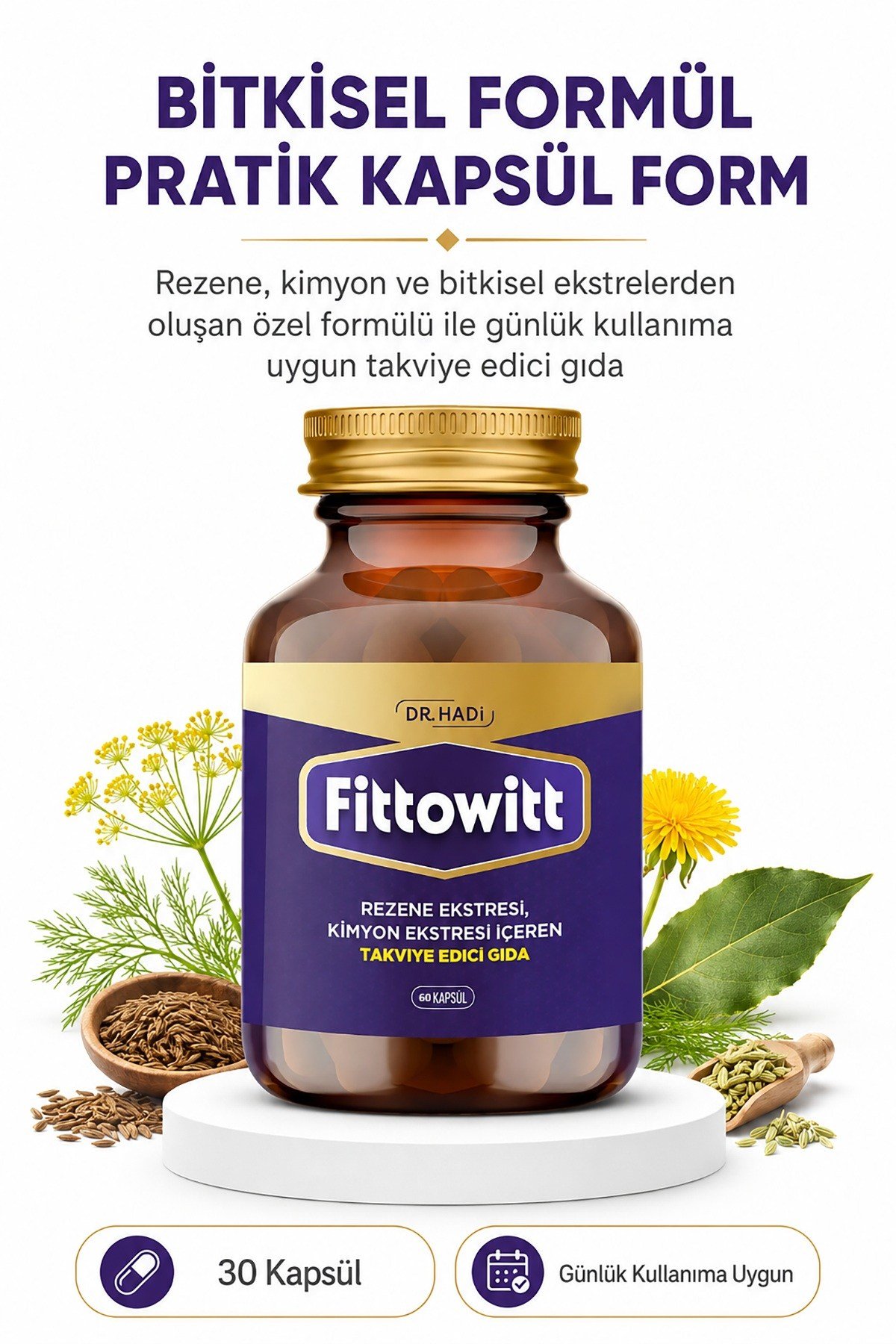 Dr Hadi Fittowitt - Rezene İçeren Takviye edici Gıda - 60 Kapsül 