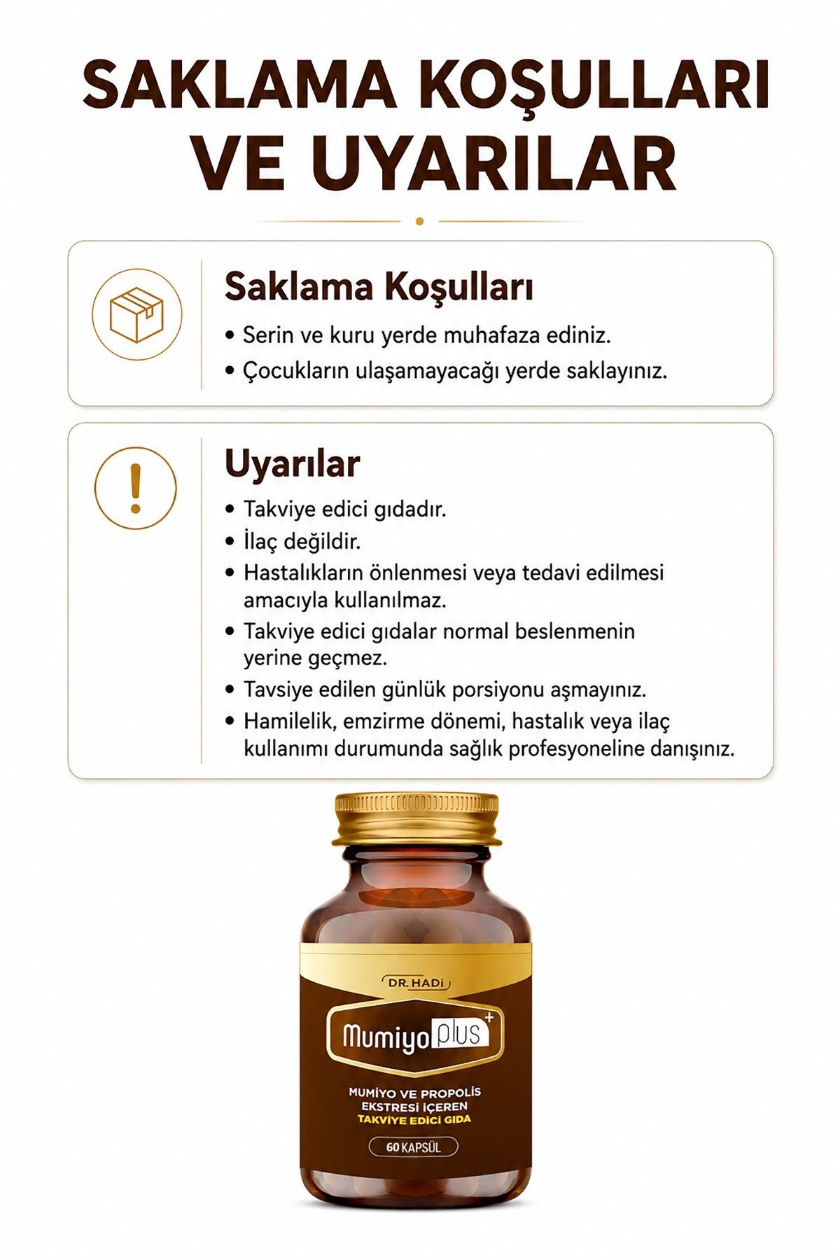Dr Hadi MumiyoPlus (Shilajit) - Mumiyo ve Propolis İçeren Takviye Edici Gıda - 60 Kapsül 