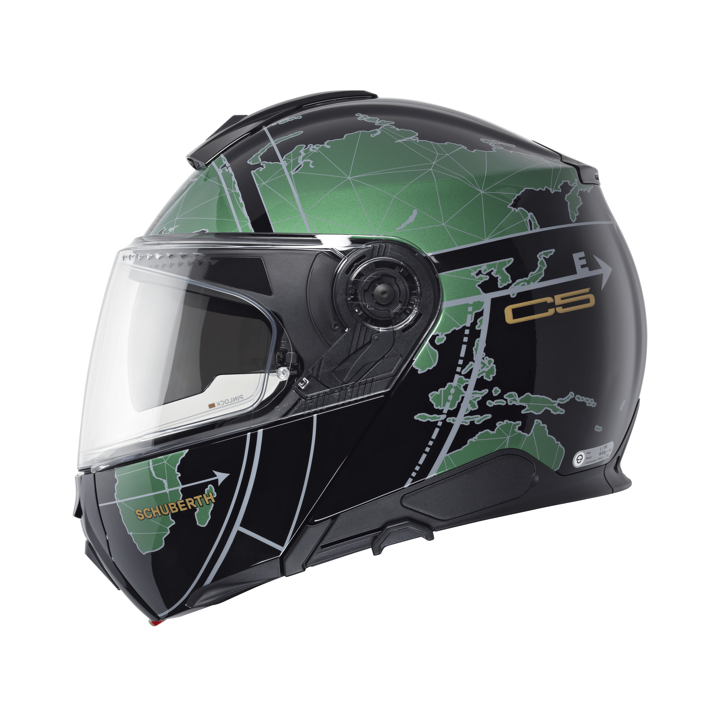C5 Çene Açılır Motosiklet Kaskı-Globe Green Globe Green