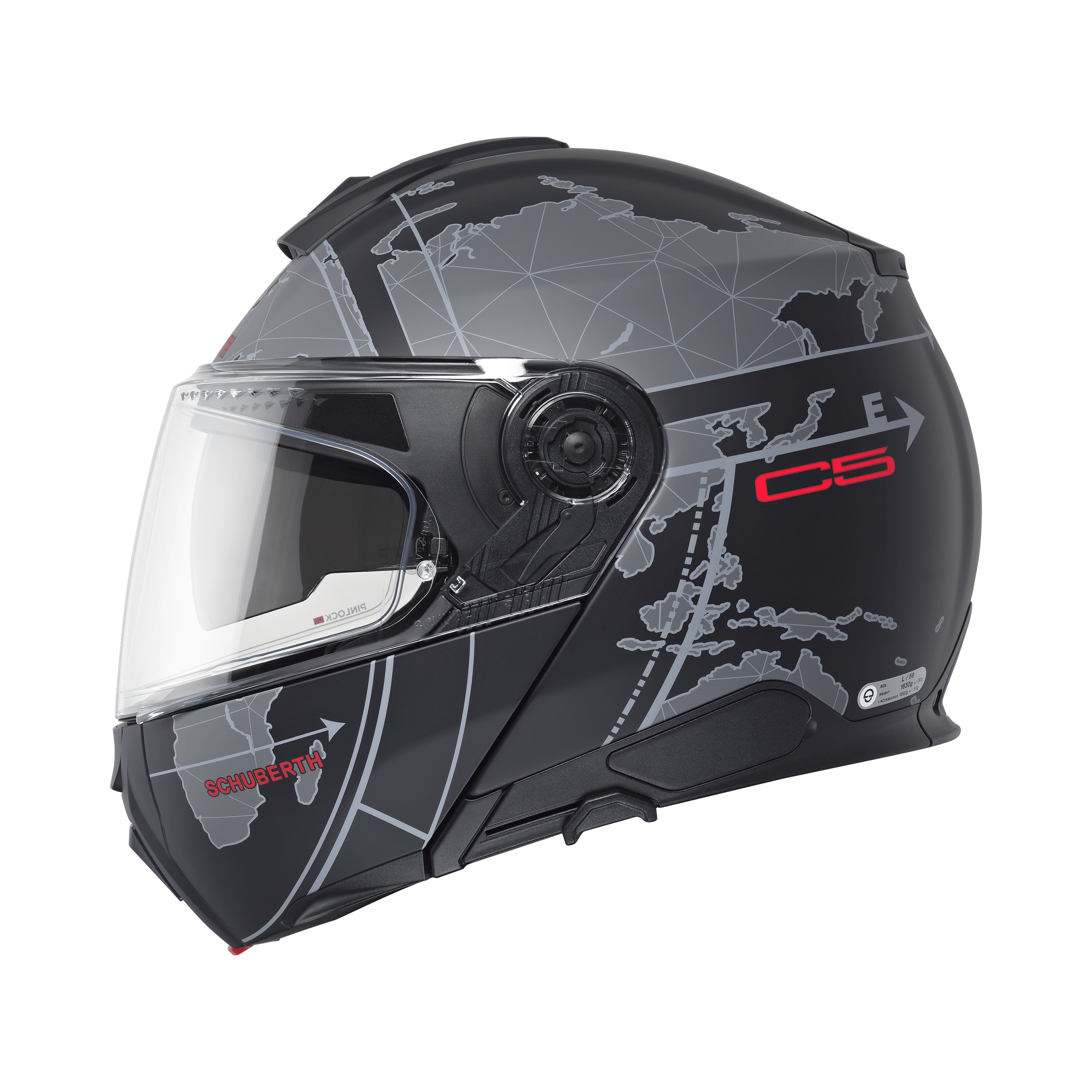 C5 Çene Açılır Motosiklet Kaskı-Globe Black Globe Black