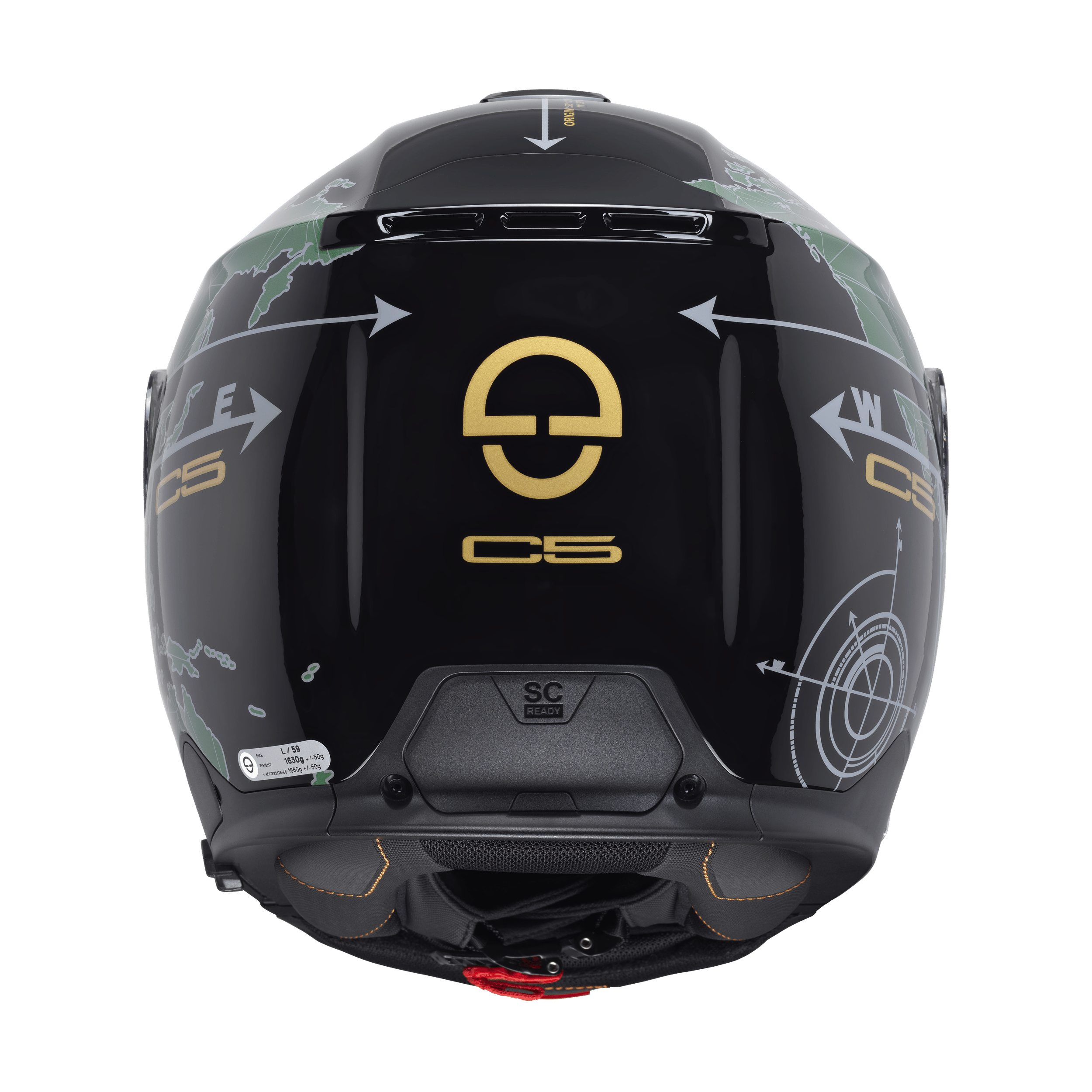 C5 Çene Açılır Motosiklet Kaskı-Globe Green Globe Green