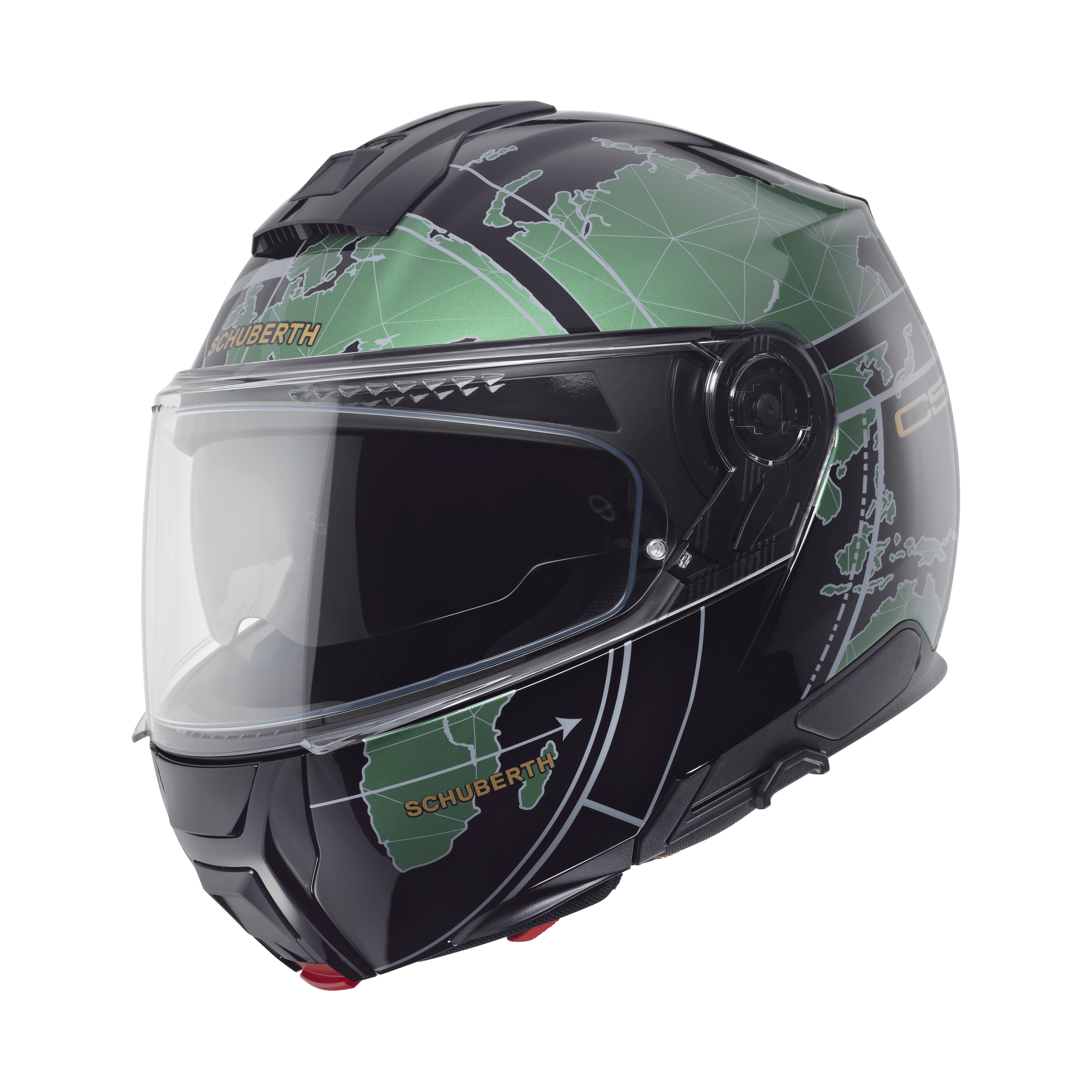 C5 Çene Açılır Motosiklet Kaskı-Globe Green Globe Green