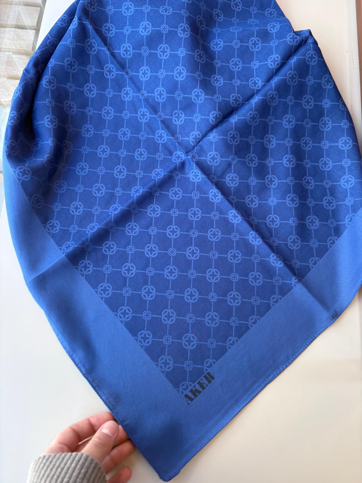 Aker Elegance Monogram Eşarp Mavi 924