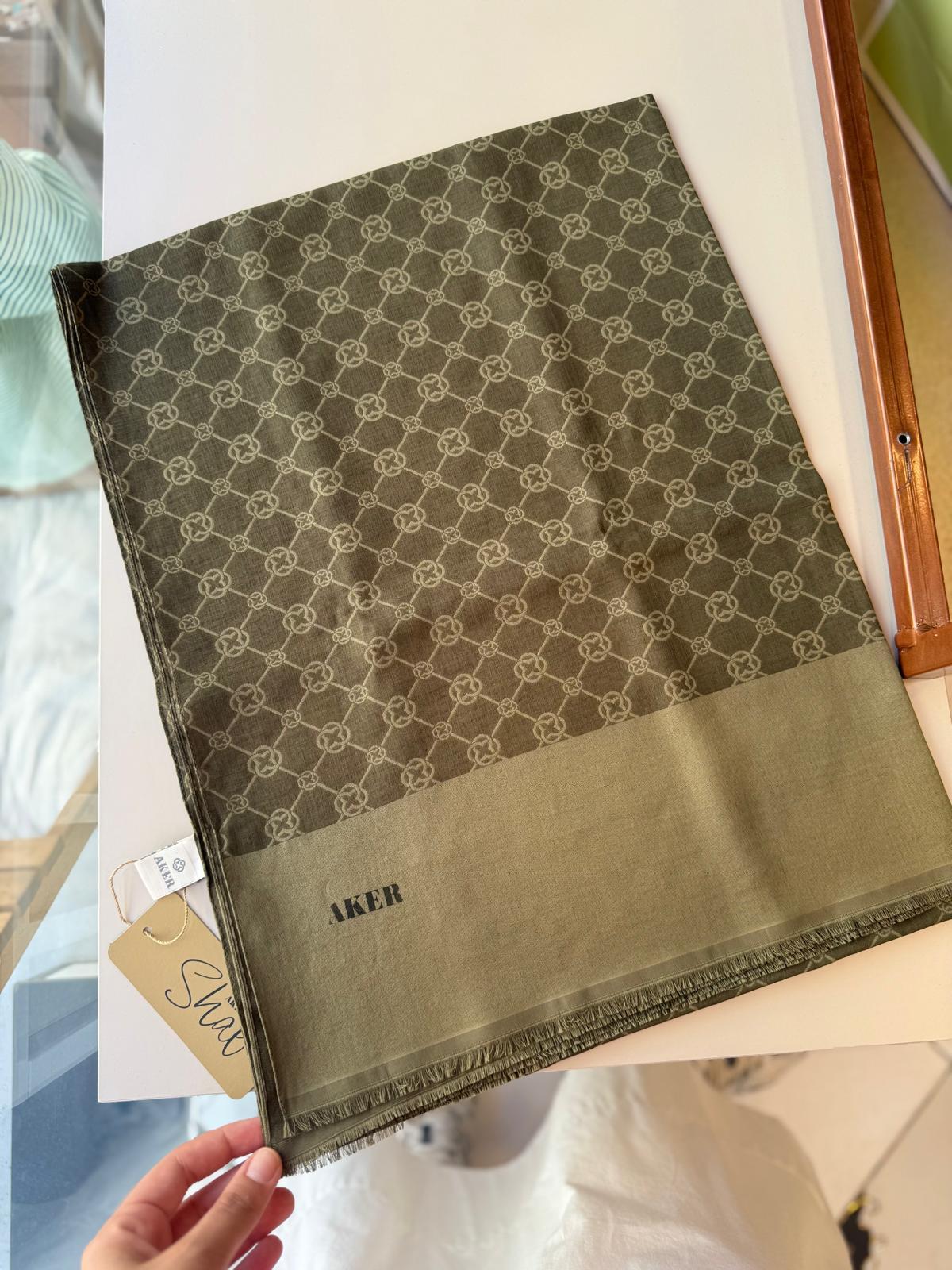 Aker Elegance Monogram Şal Asker Yeşili