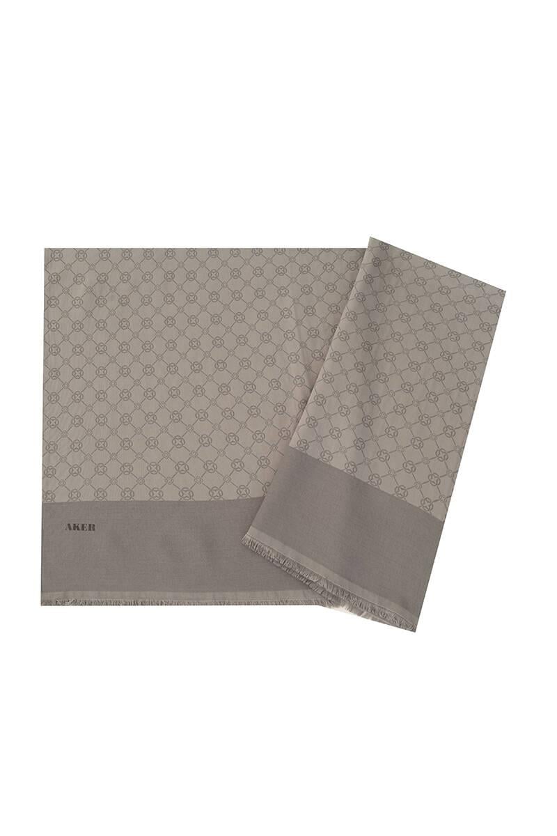 Aker Elegance Monogram Şal Gri