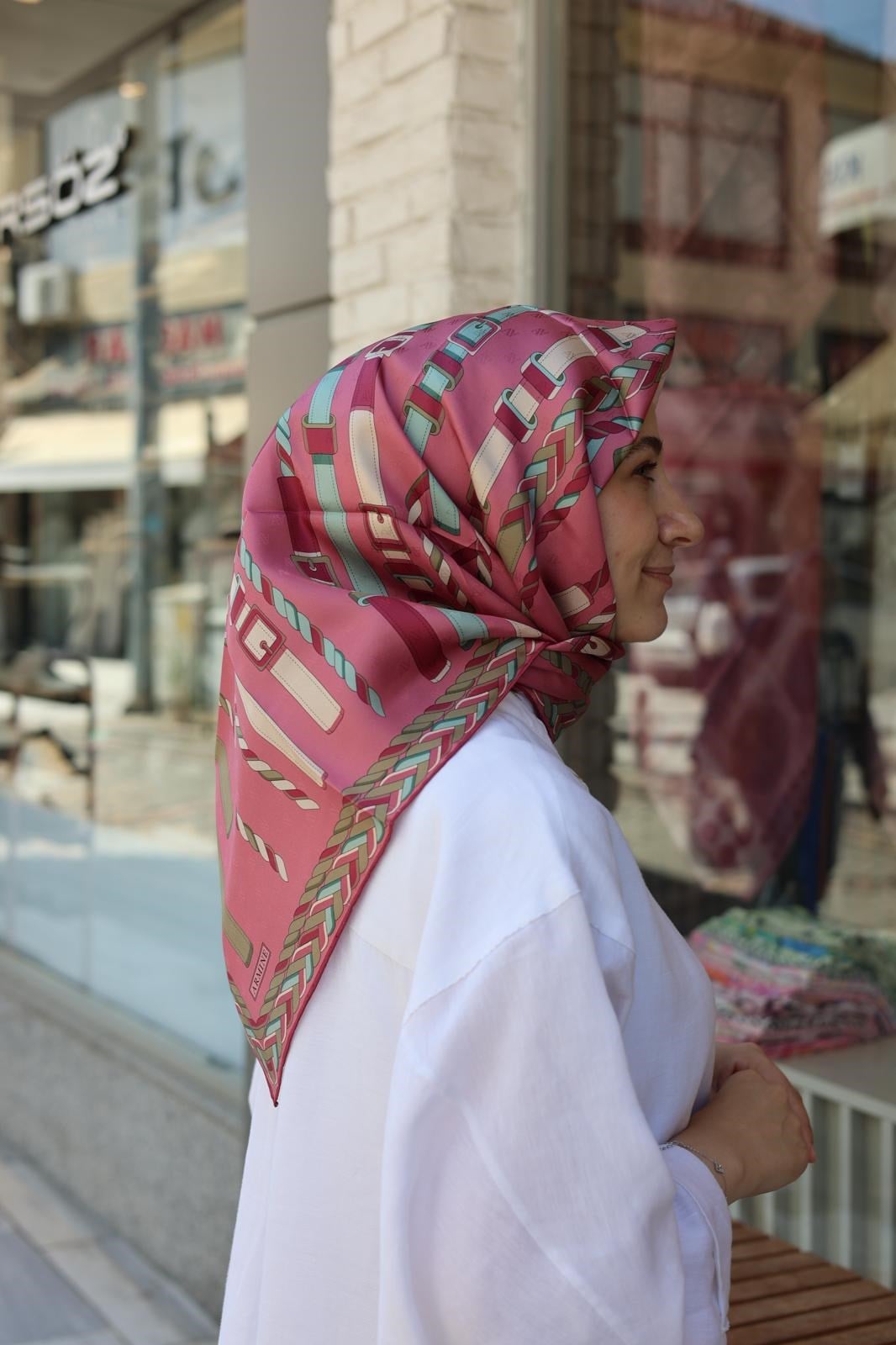 Armine Tivil İpek Eşarp Pembe 06