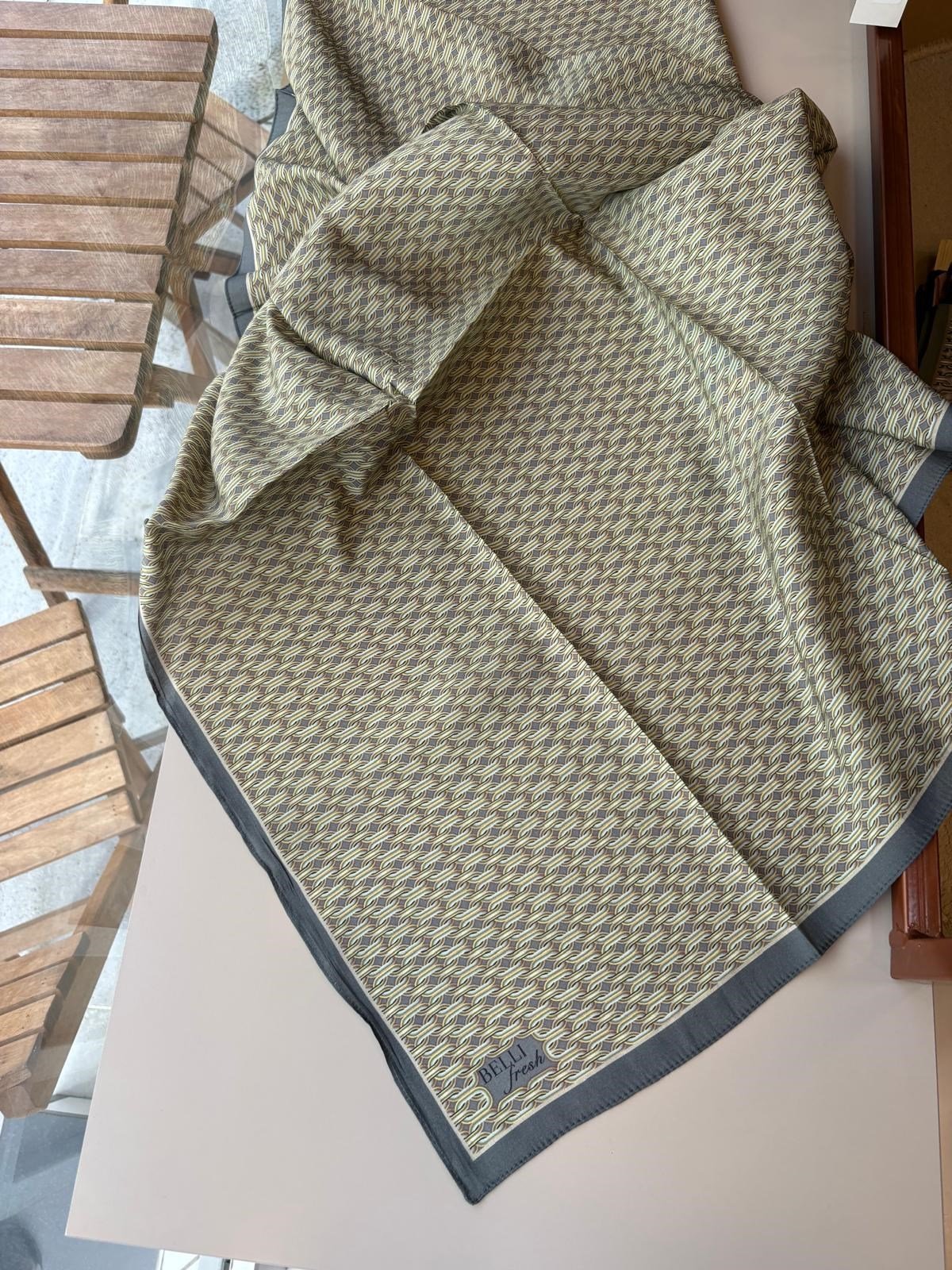 Belli Fresh Modal Eşarp Gri-Sarı 17