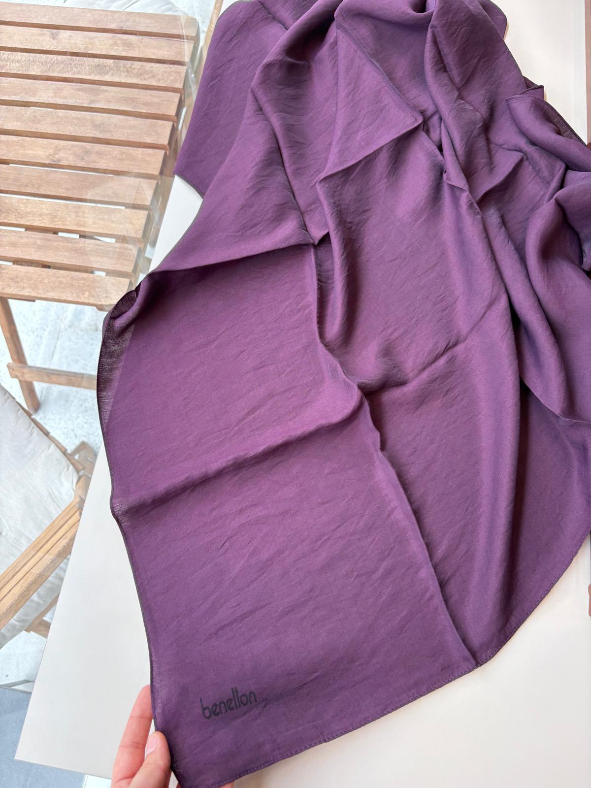 Benetton Siena Düz Viskon Eşarp Patlıcan Moru