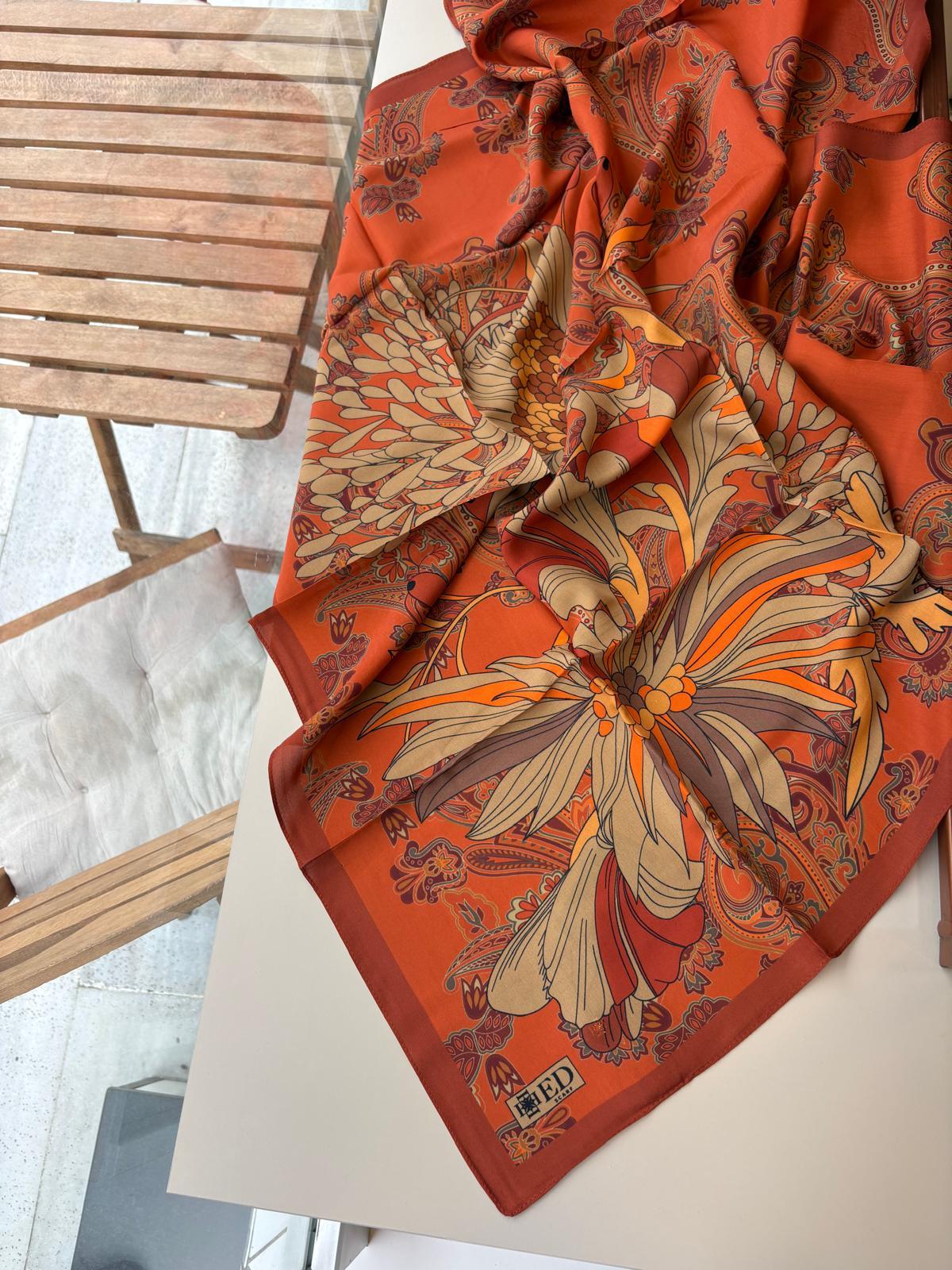 Ed Scarf İpek Viskon Esarp Turuncu