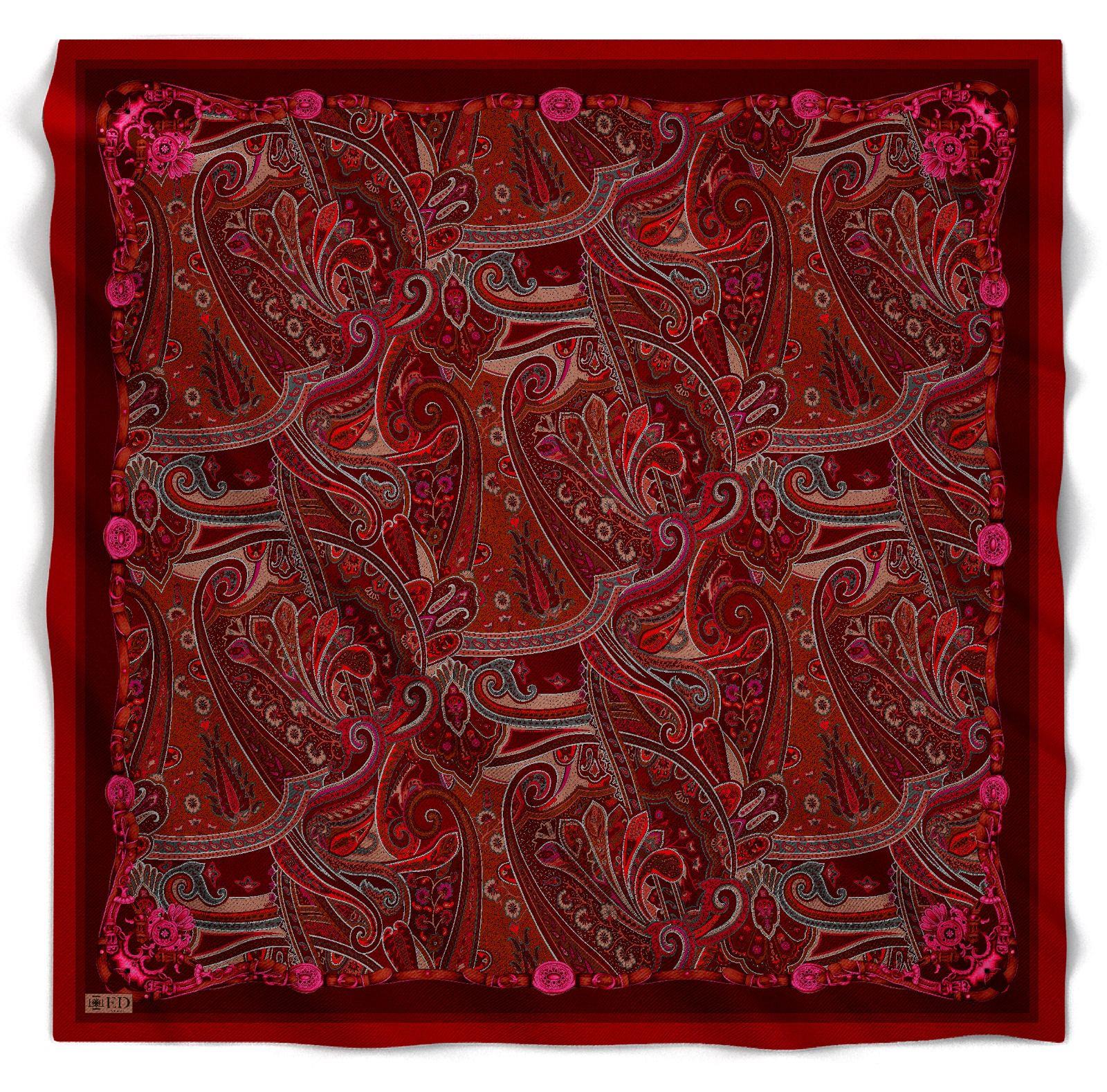 ED Scarf Viskon Floş Eşarp Bordo-Pembe