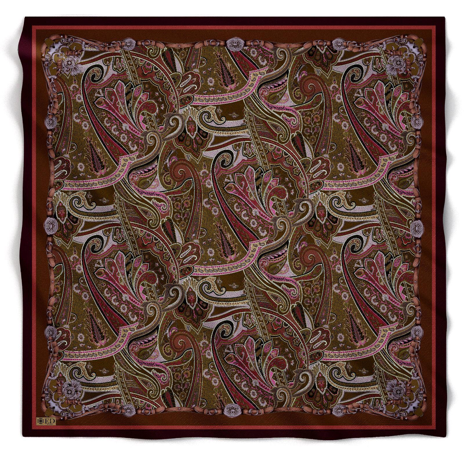 ED Scarf Viskon Floş Eşarp Patlıcan Mor-Bordo