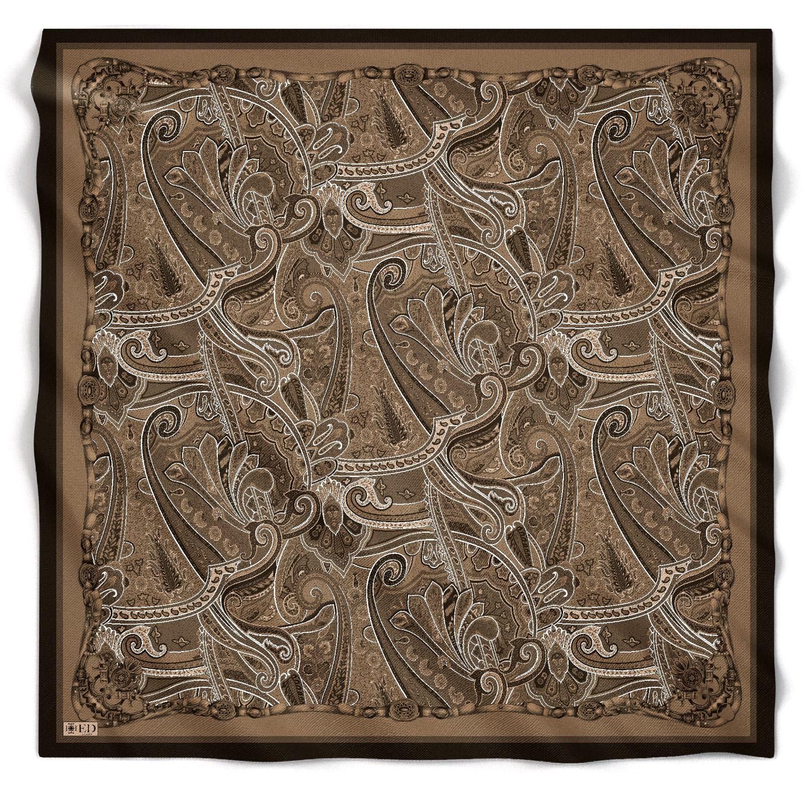 ED Scarf Viskon Floş Eşarp Siyah-Kahverengi
