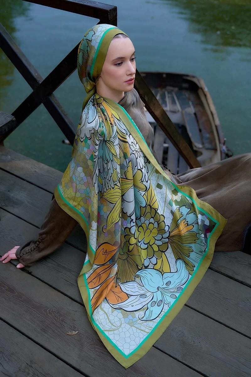 ED Scarf Viskon Şal Yağ Yeşili