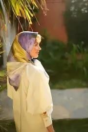 Mihrie Tivil İpek Eşarp Lila-Sarı