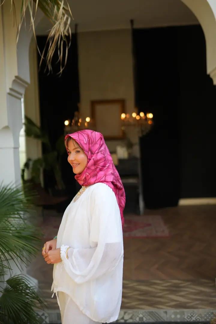 Mihrie Tivil İpek Eşarp Pembe