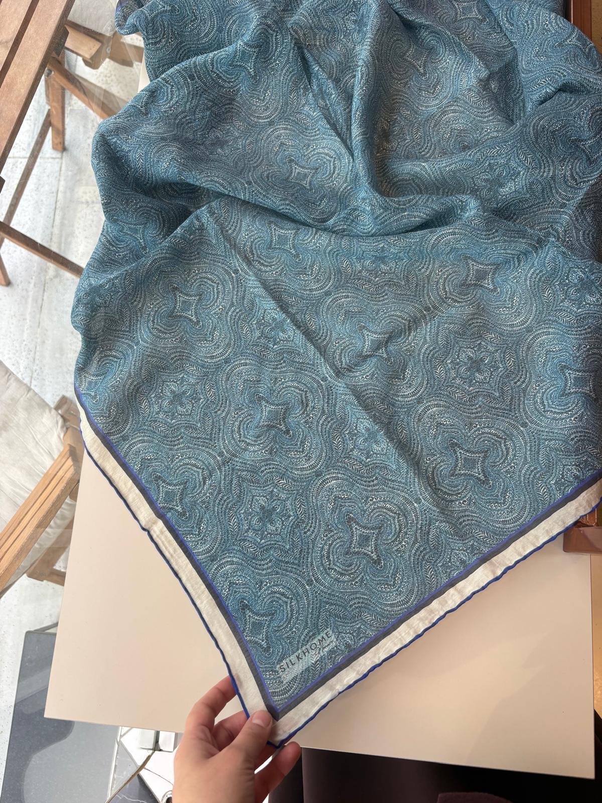 Silk Home Monare Tencel Eşarp Beyaz-İndigo