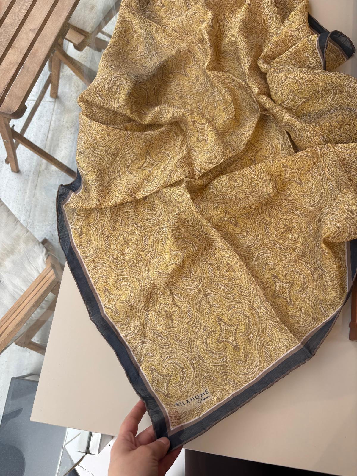 Silk Home Monare Tencel Eşarp Siyah-Sarı