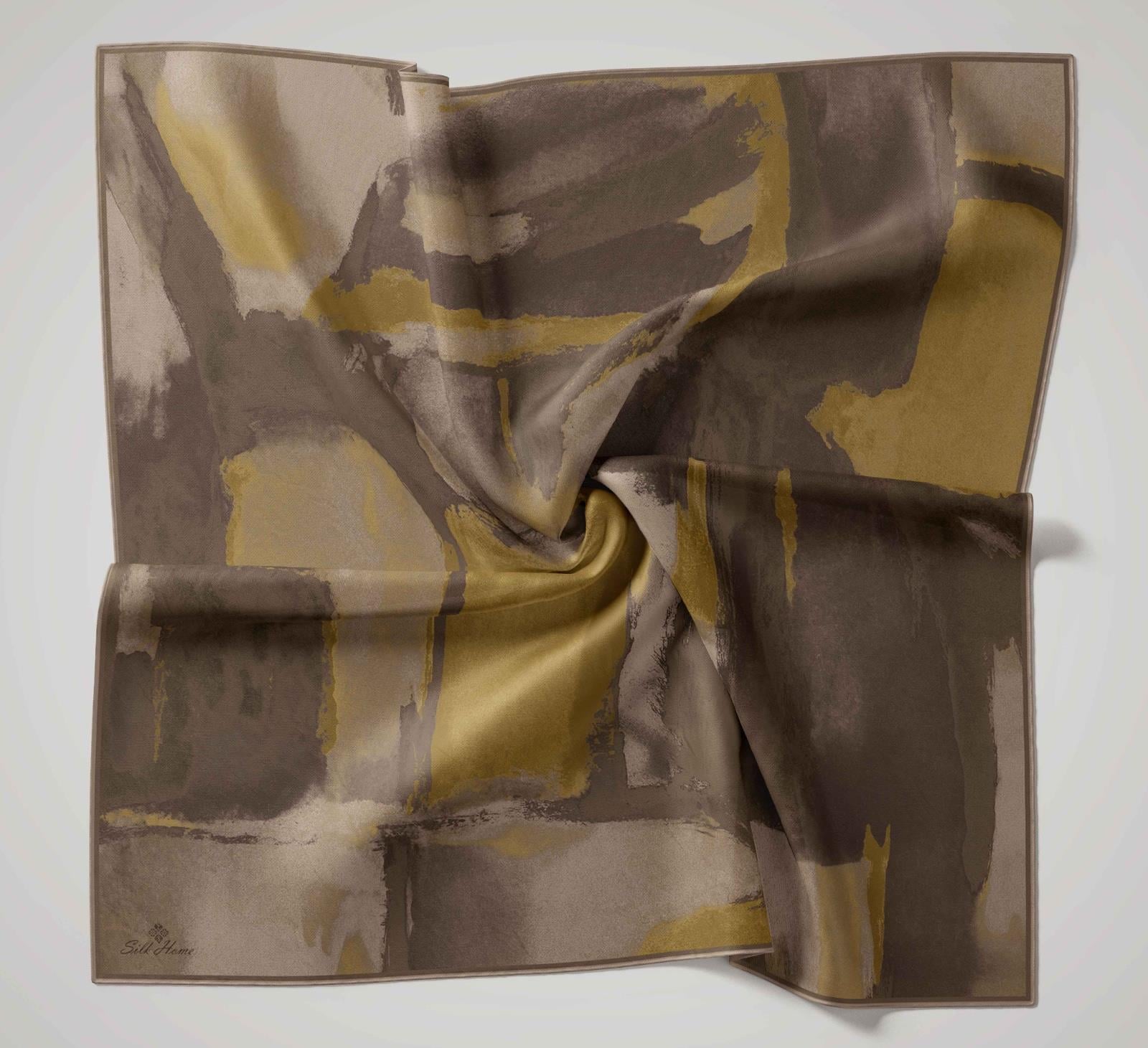 Silk Home Olinda İpek Eşarp Koyu Vizon-Hardal