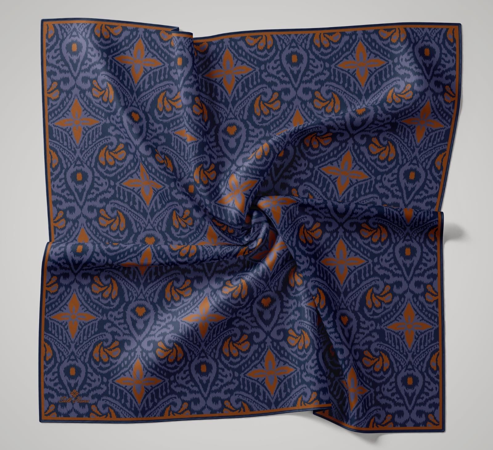 Silk Home Soft Eşarp Lacivert-Turuncu