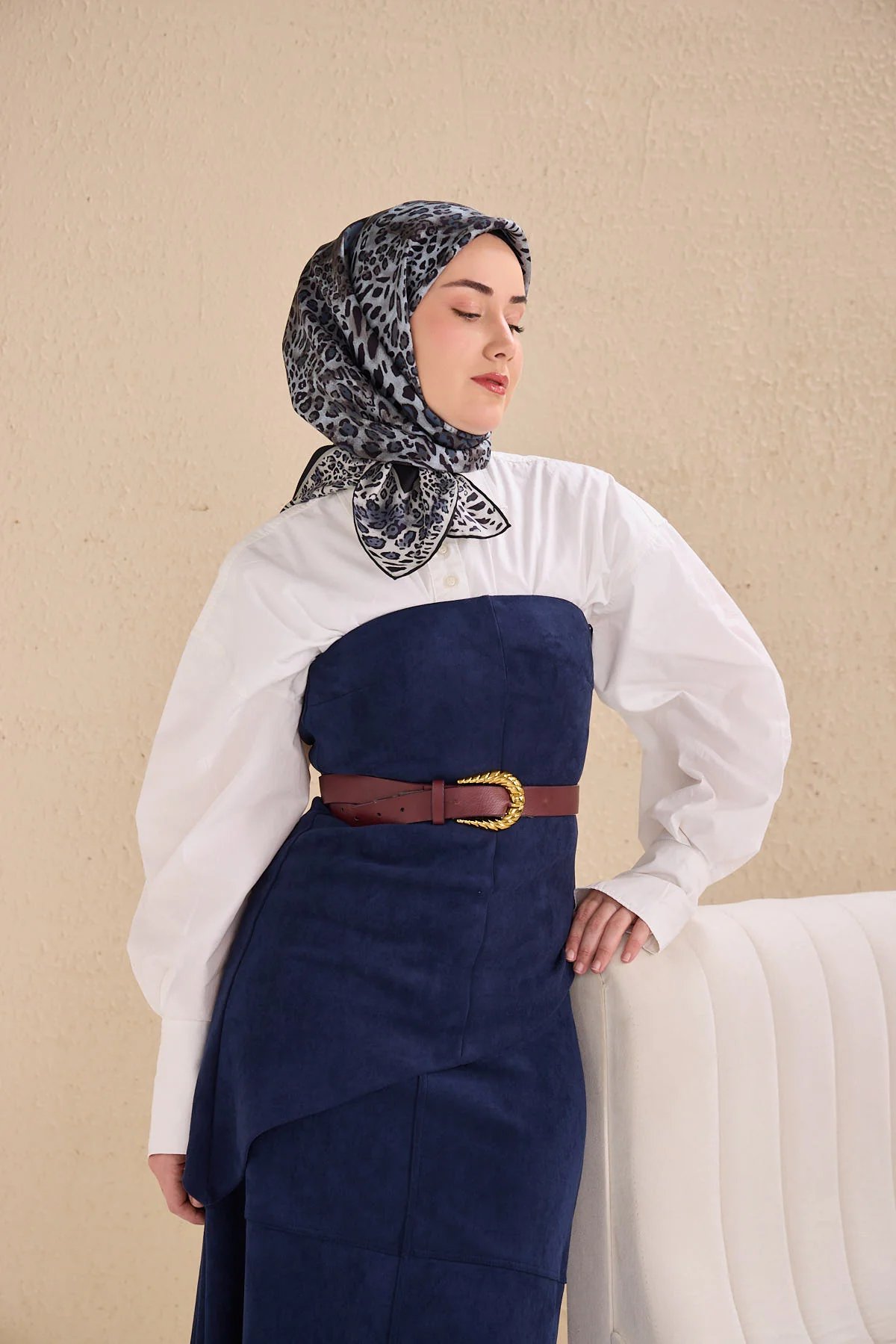 Silk Home Tivil .İpek Eşarp Lacivert 06