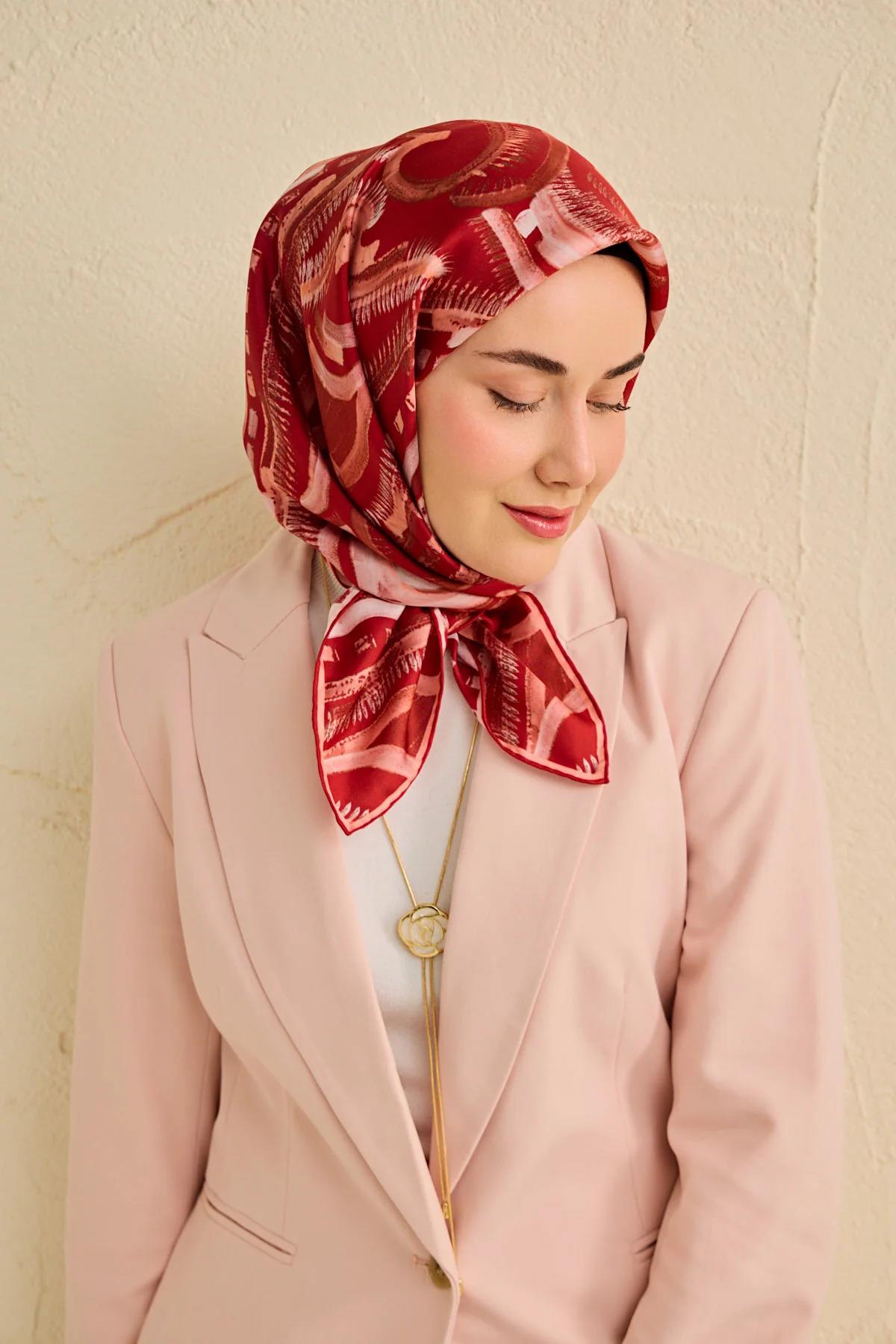 Silk Home Tivil .İpek Eşarp Kırmızı 05