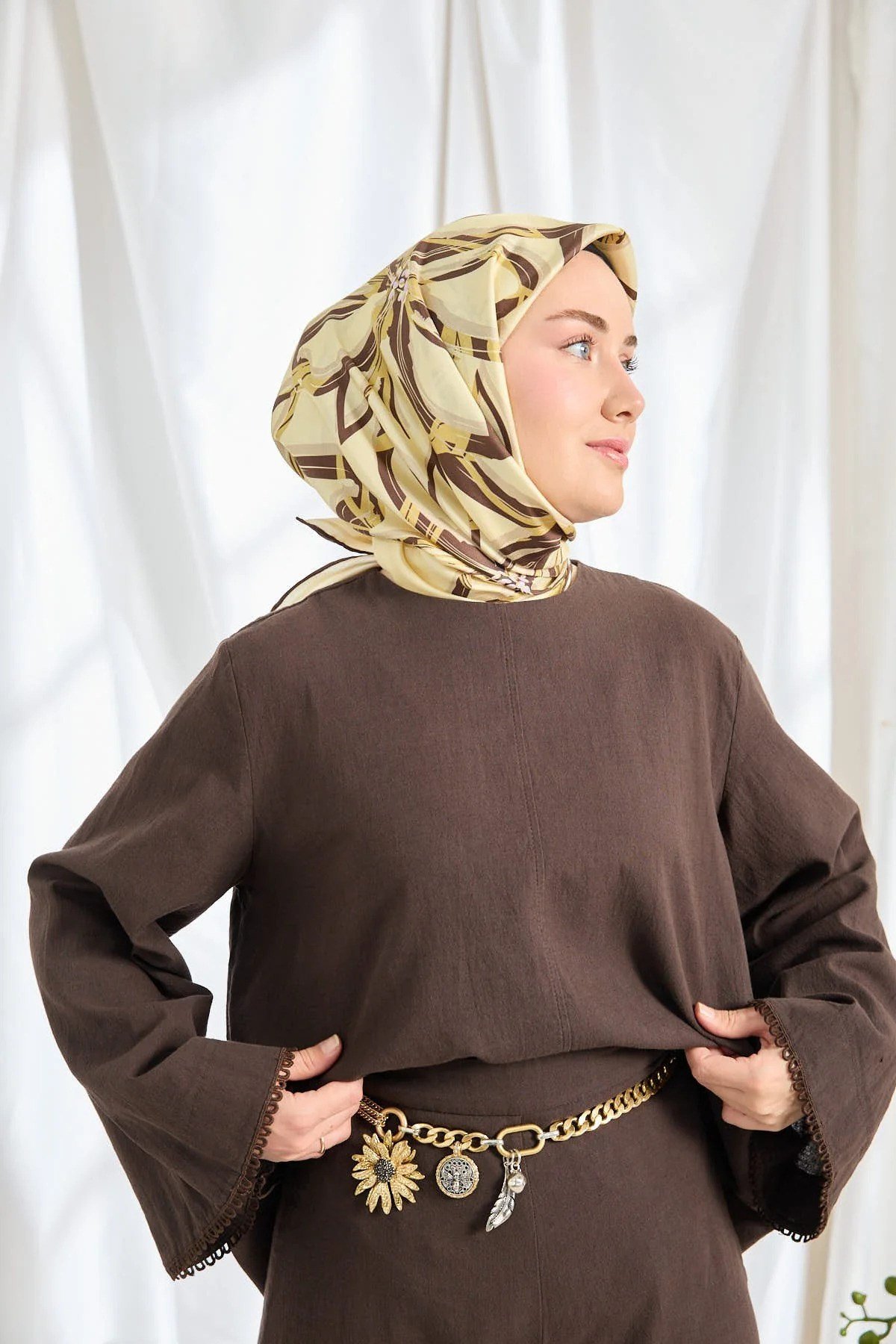 Silk Home Tivil İpek Eşarp Acı Kahve 10