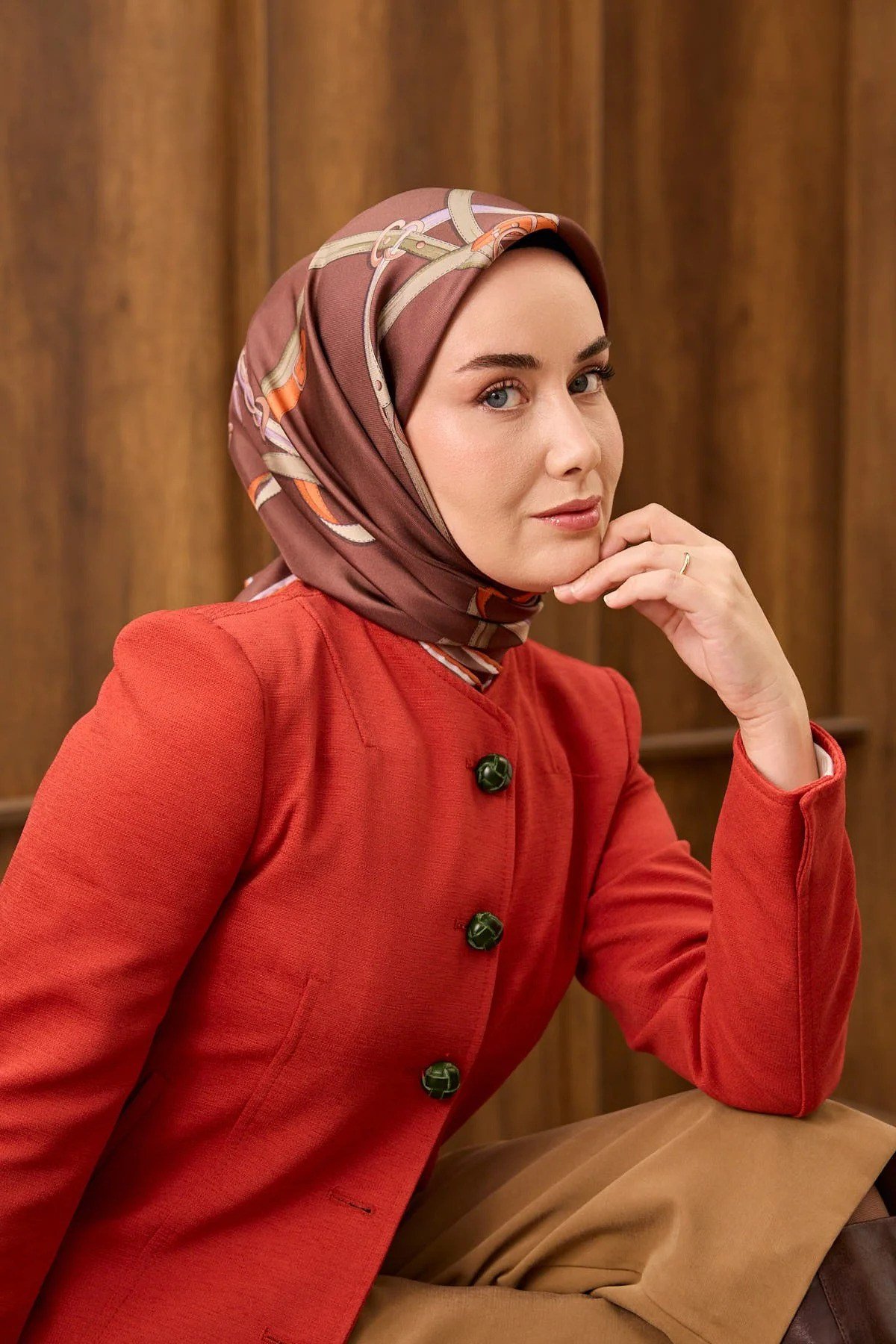 Silk Home Tivil İpek Eşarp Çikolata 19