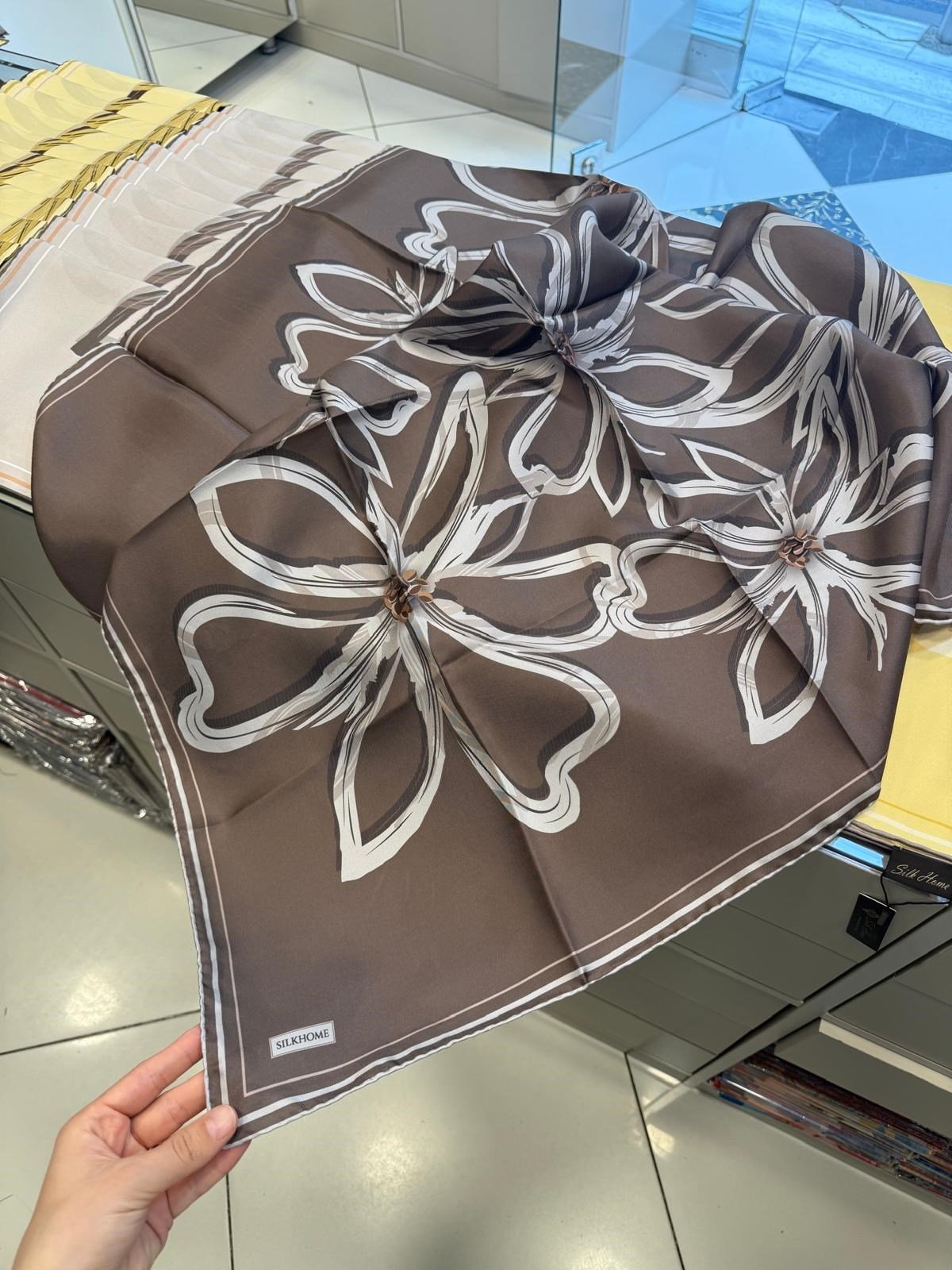 Silk Home Tivil İpek Eşarp Kahve 07