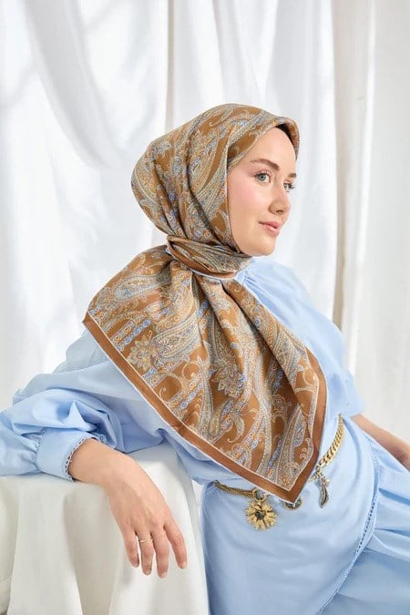 Silk Home Tivil İpek Eşarp Karamel