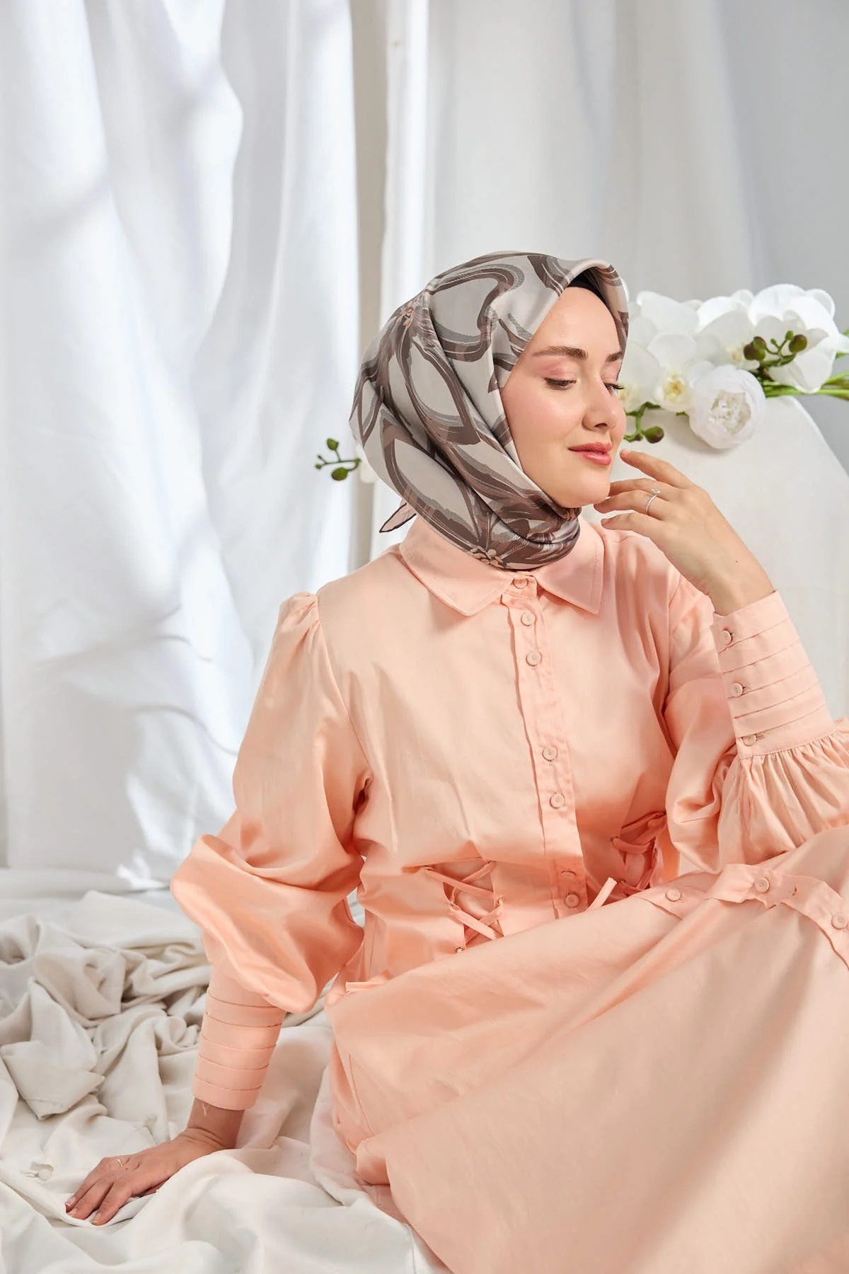 Silk Home Tivil İpek Eşarp Koyu Gri 02