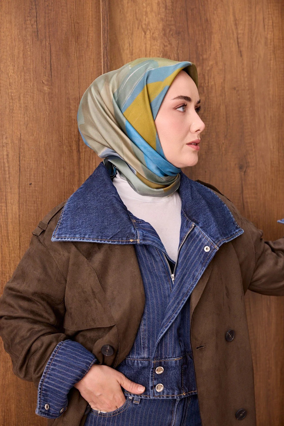 Silk Home Tivil İpek Eşarp Küf Yeşili 21