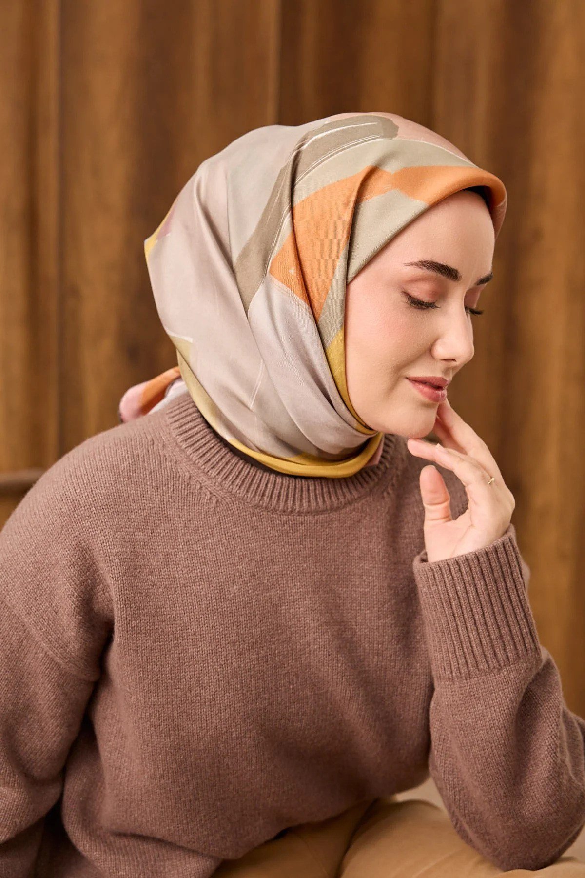 Silk Home Tivil İpek Eşarp Turuncu 15