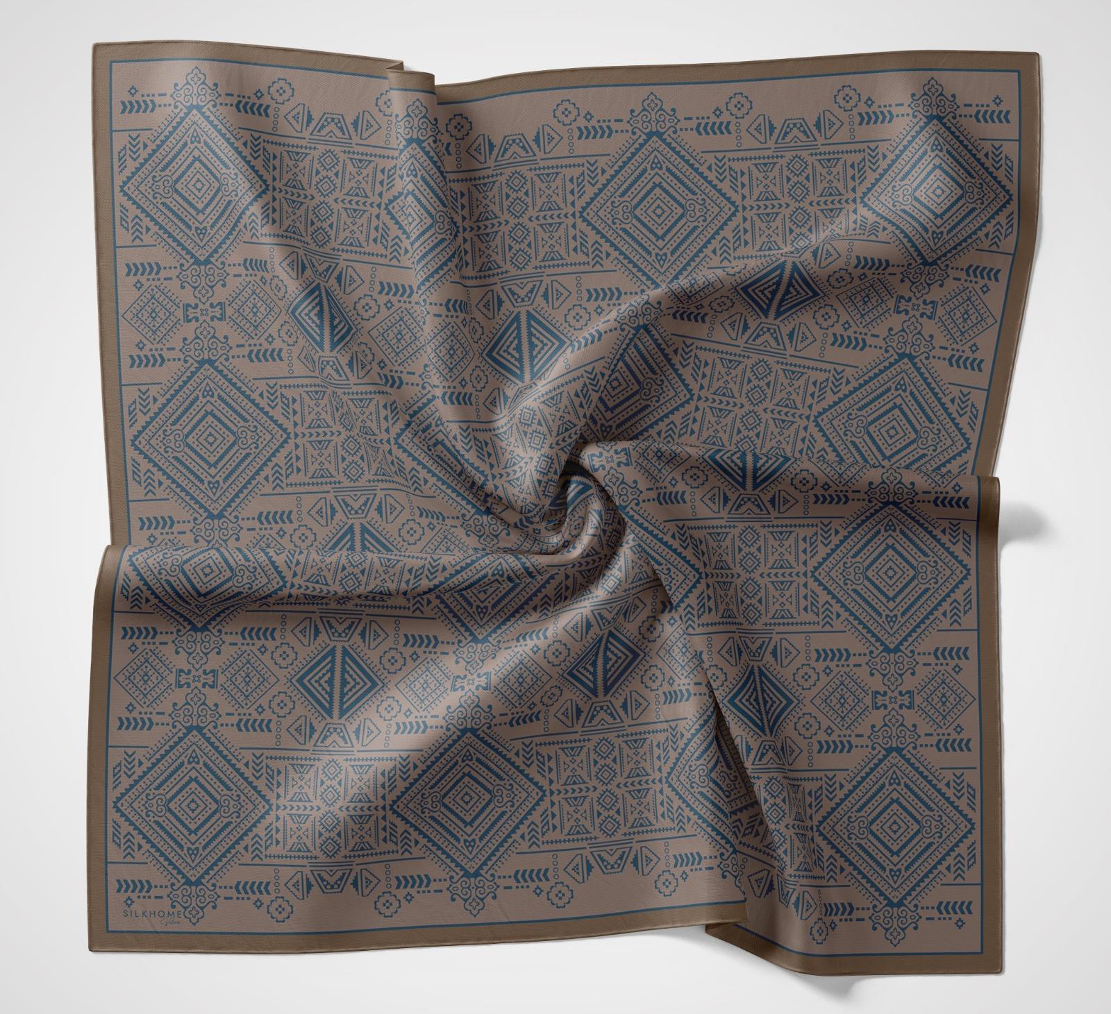 Silk Home Velora Eşarp Kahverengi-Lacivert