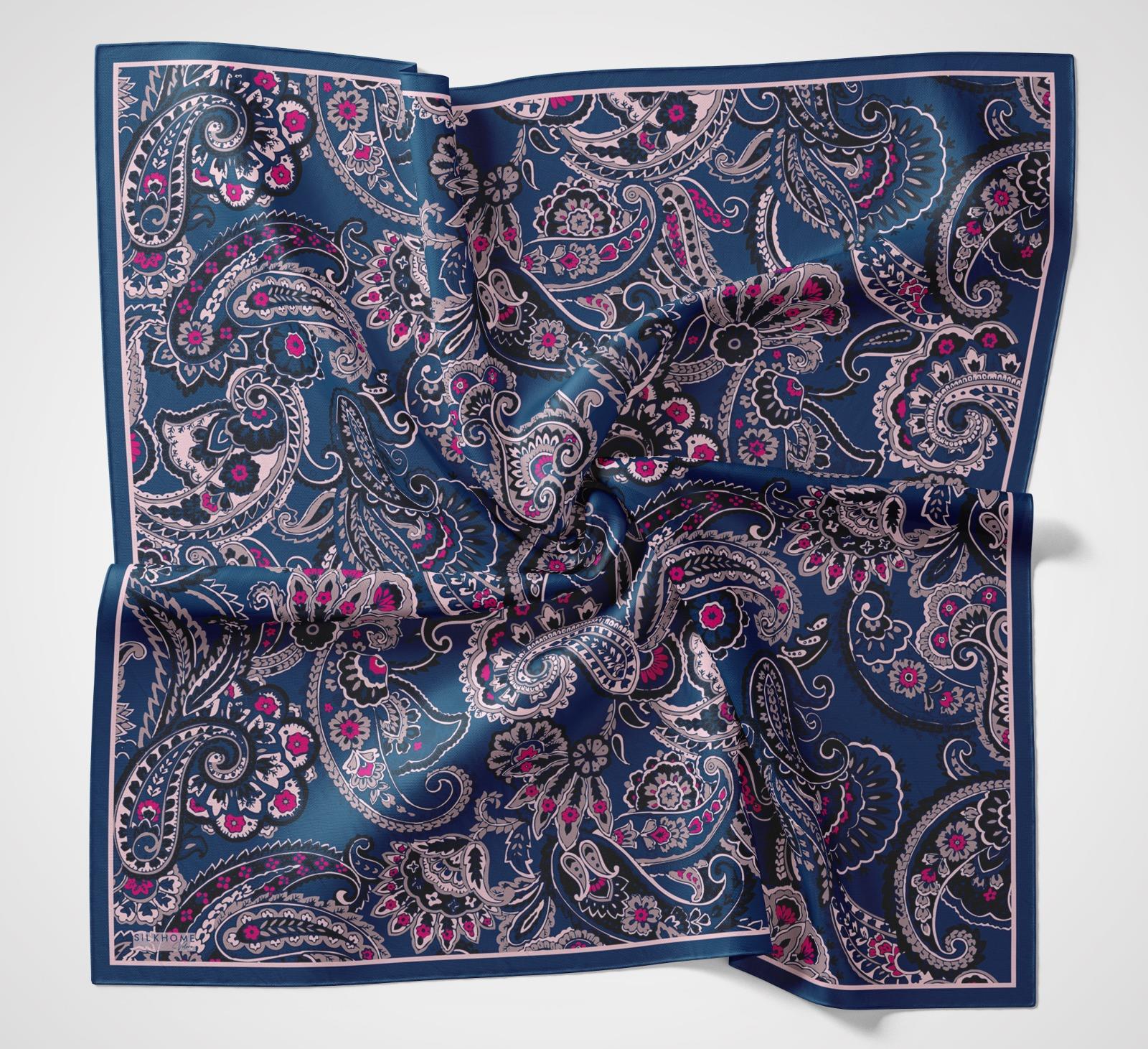 Silk Home Velora Eşarp Kot Mavi-Pembe