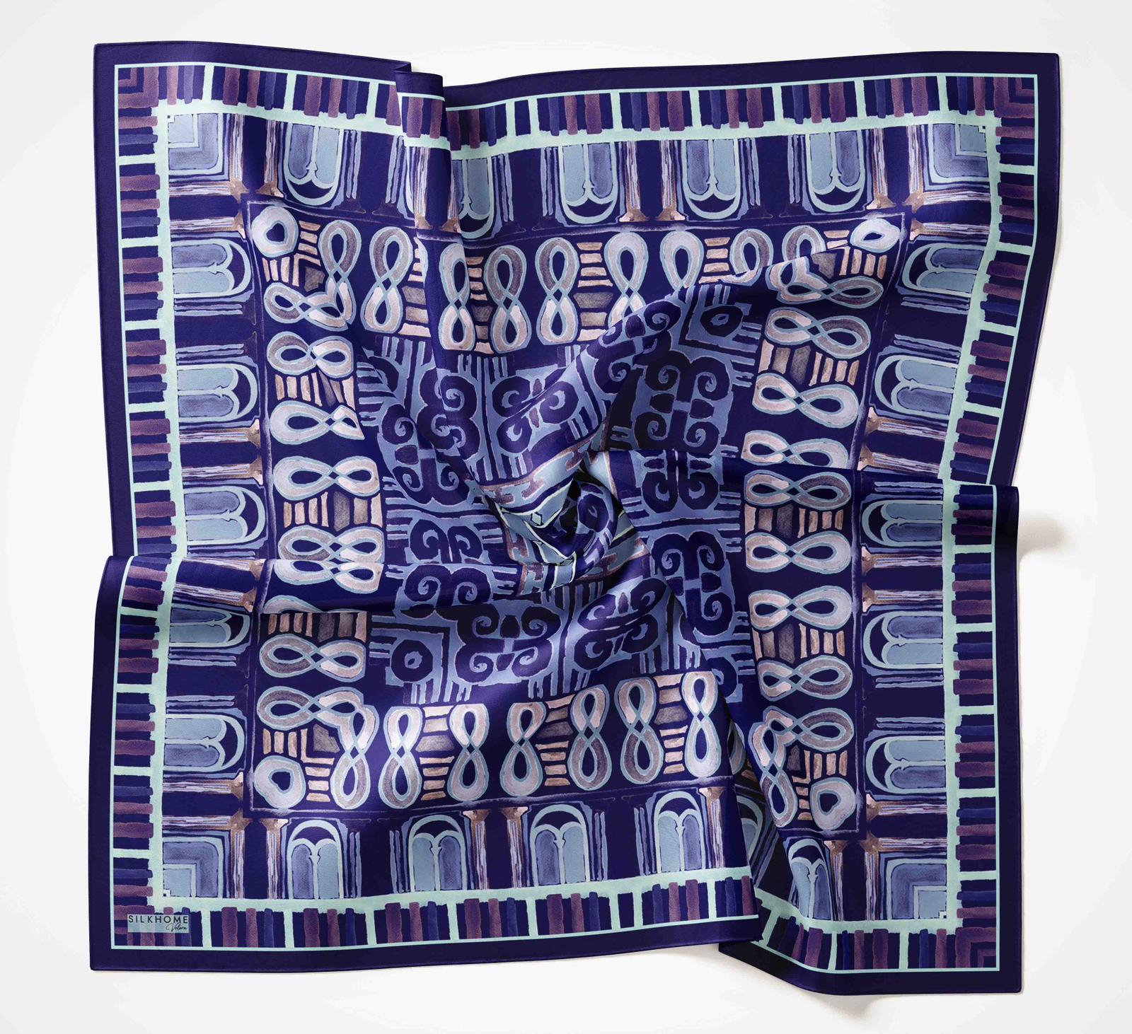 Silk Home Velora Eşarp Koyu Mor-Turkuaz