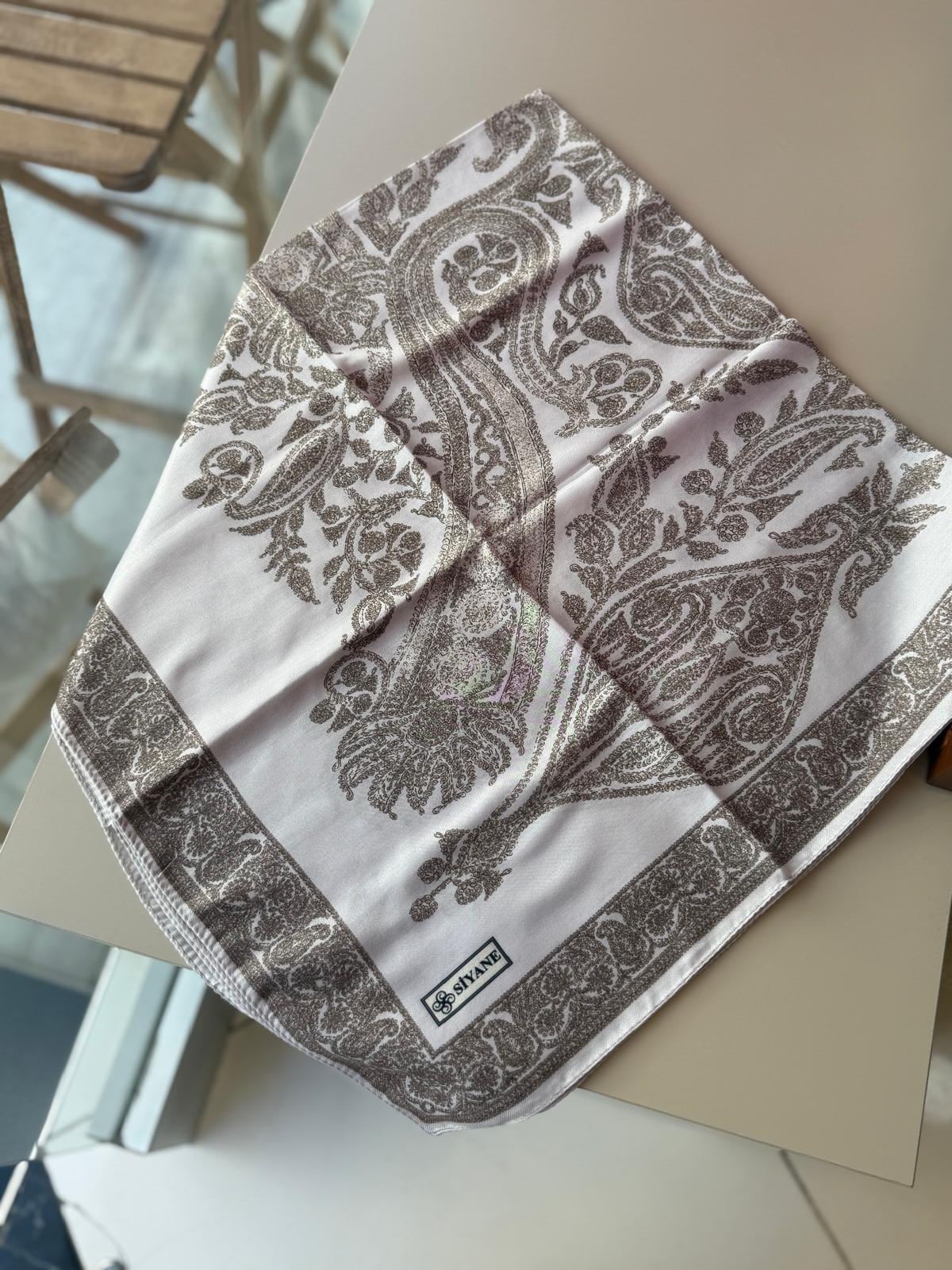 Siyane Pamuk Eşarp Bej-Gri