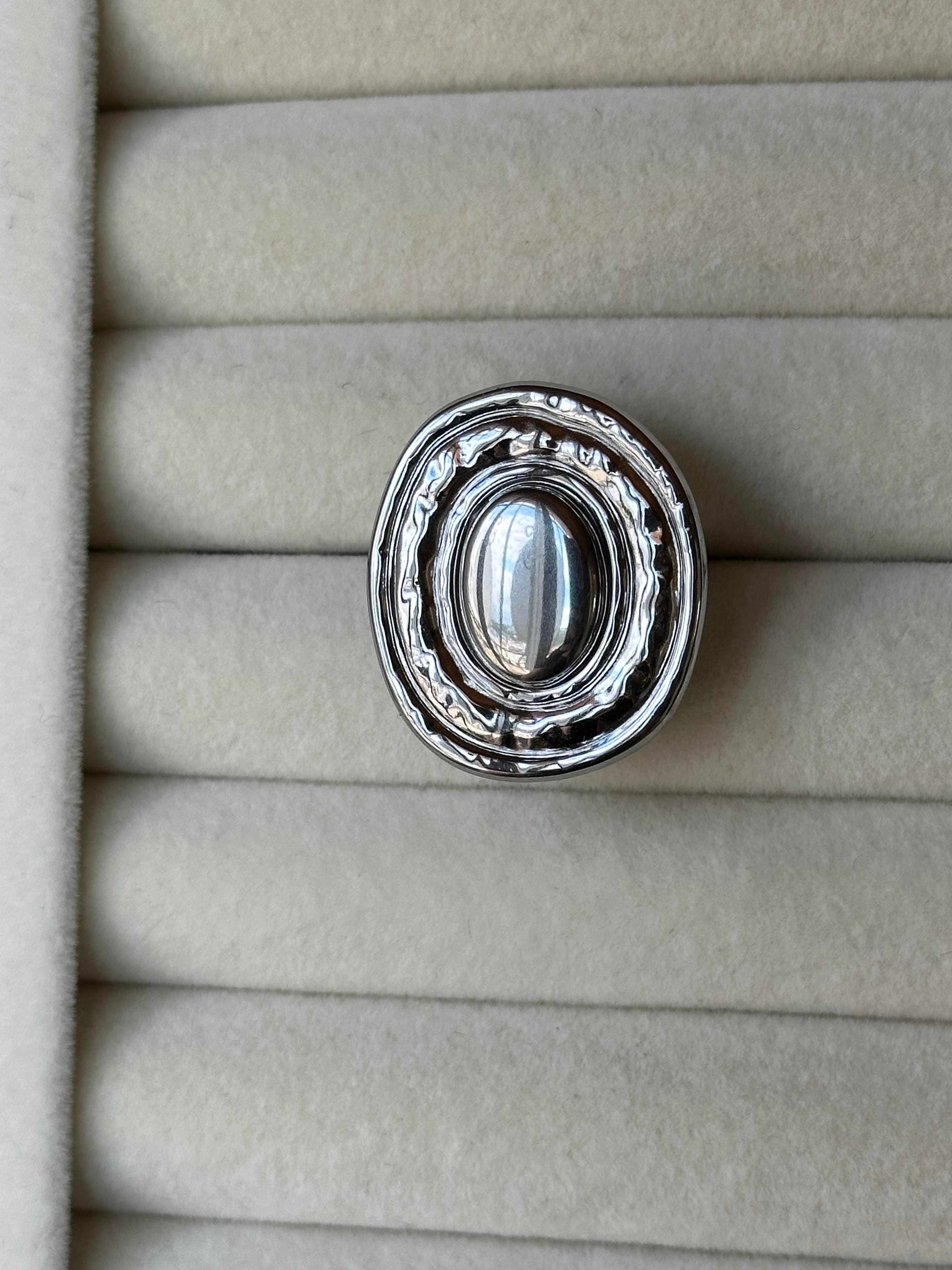 Bohem & Antik Ayarlanabilir Çelik Yüzük Stone Model Silver
