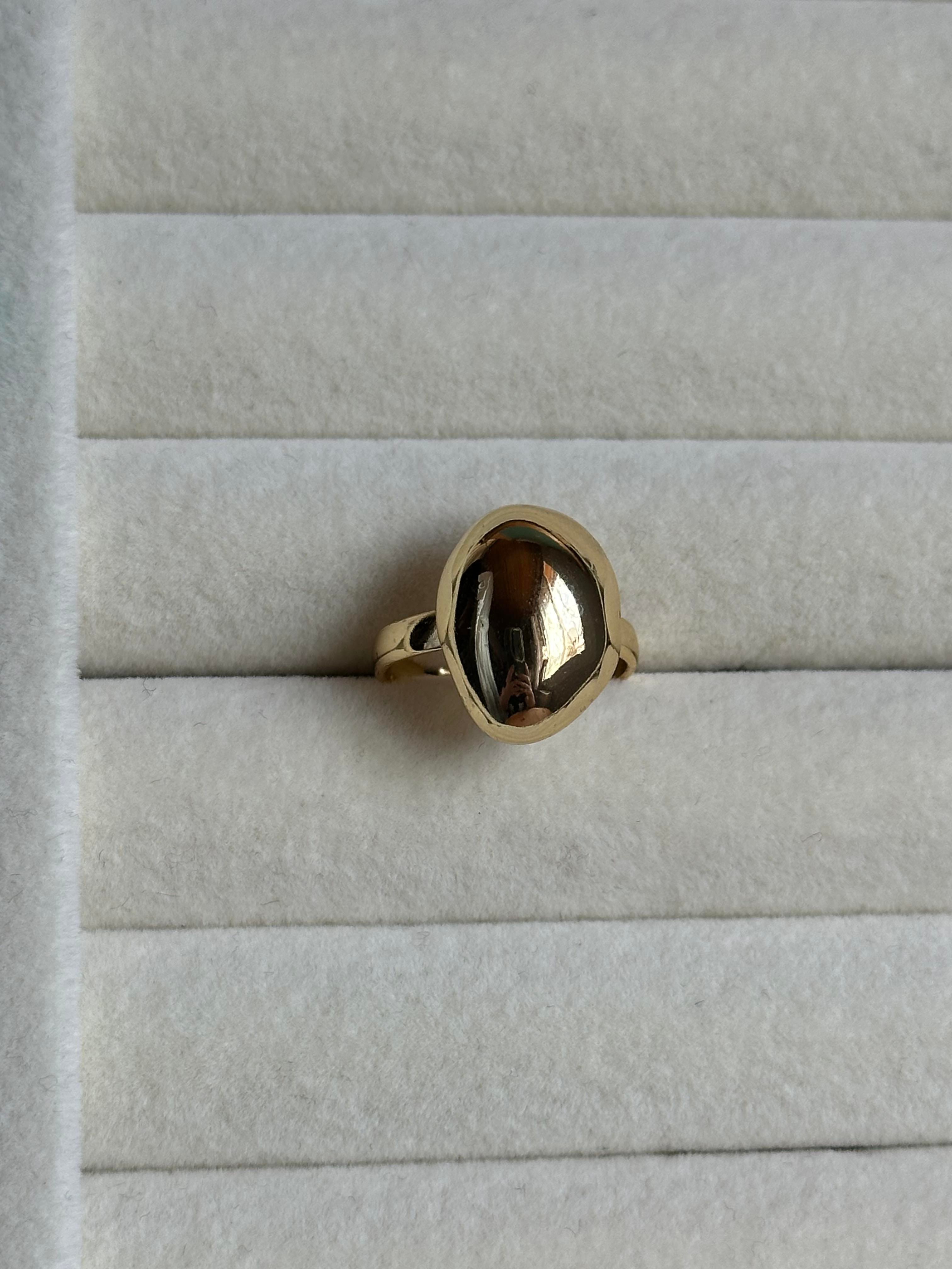 Bohem & Antik Ayarlanabilir Çelik Yüzük Damla Model Gold