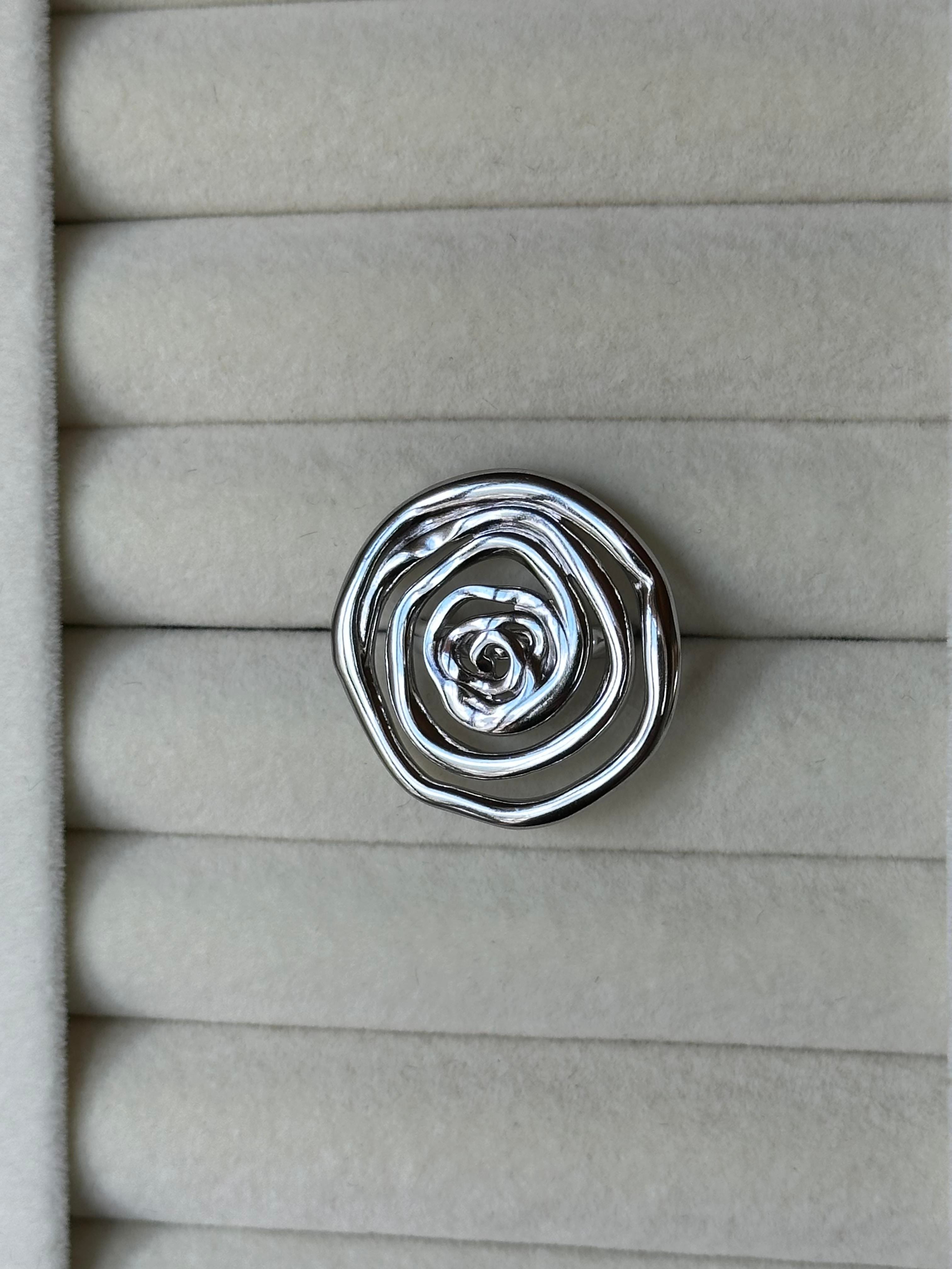 Bohem & Antik Ayarlanabilir Çelik Yüzük Girdap Model Silver