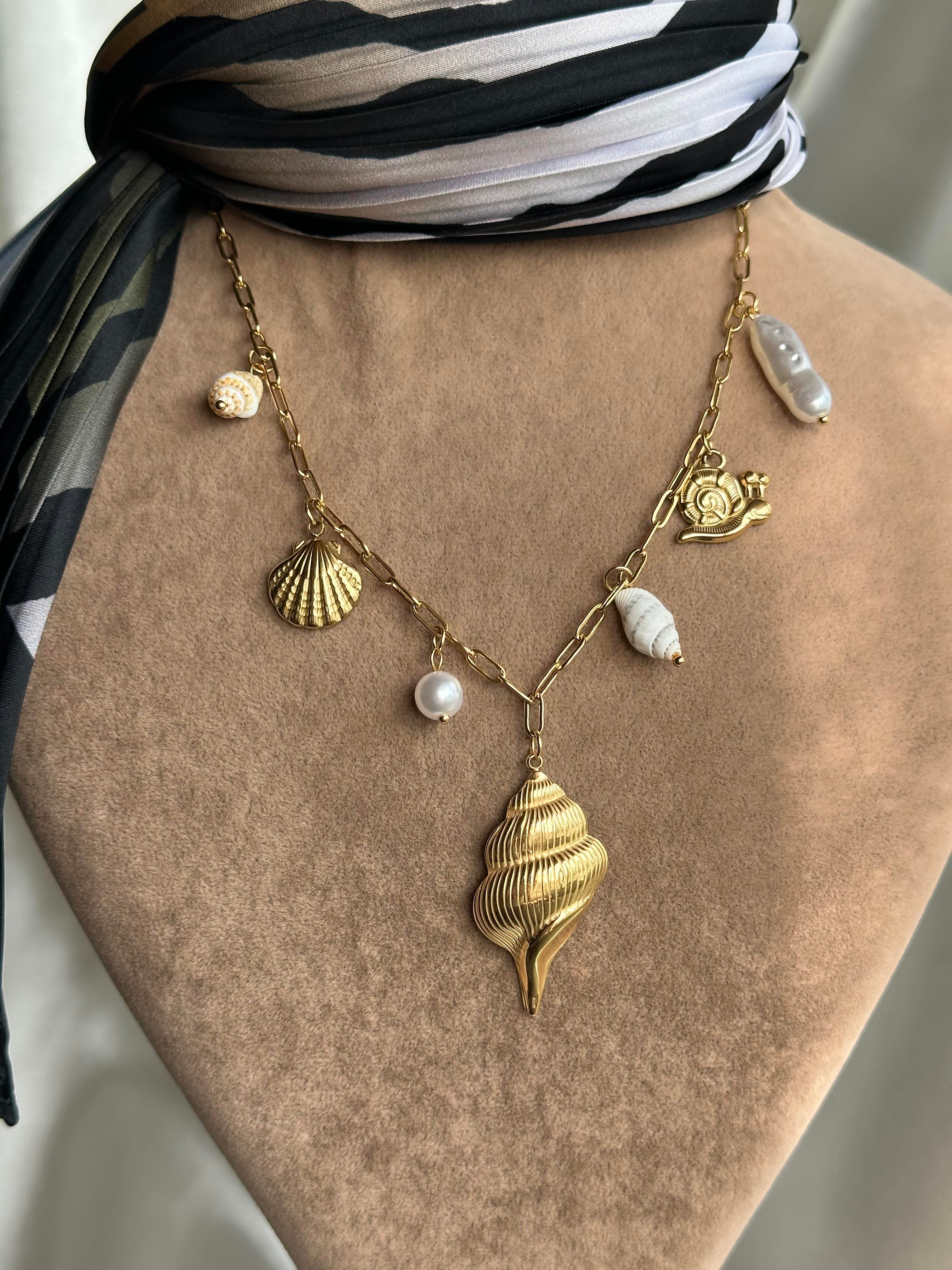 Charm Deniz Kabuğu Çelik Kolye Gold