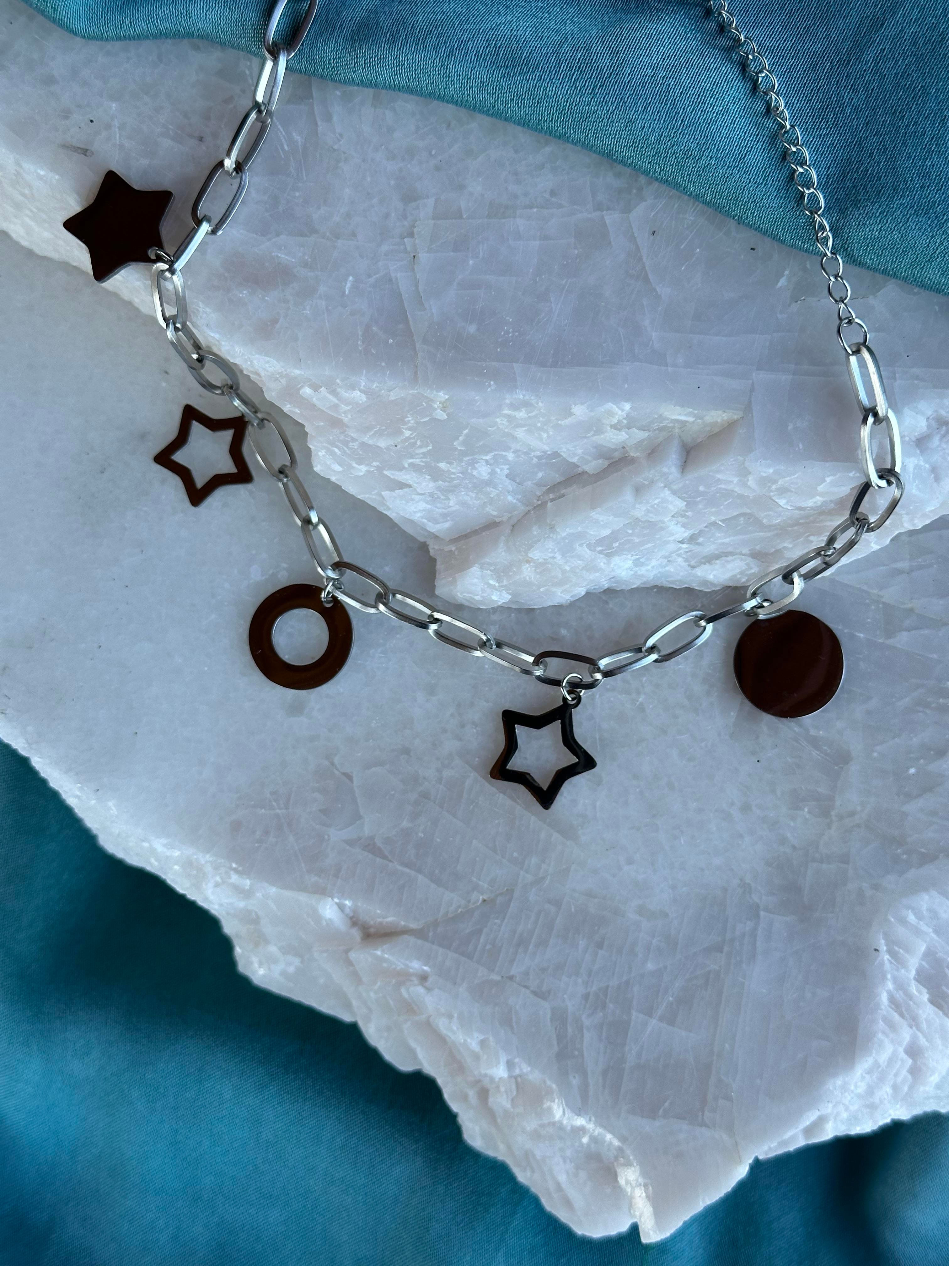 Çoklu Charm Model 316L Çelik Halhal Silver